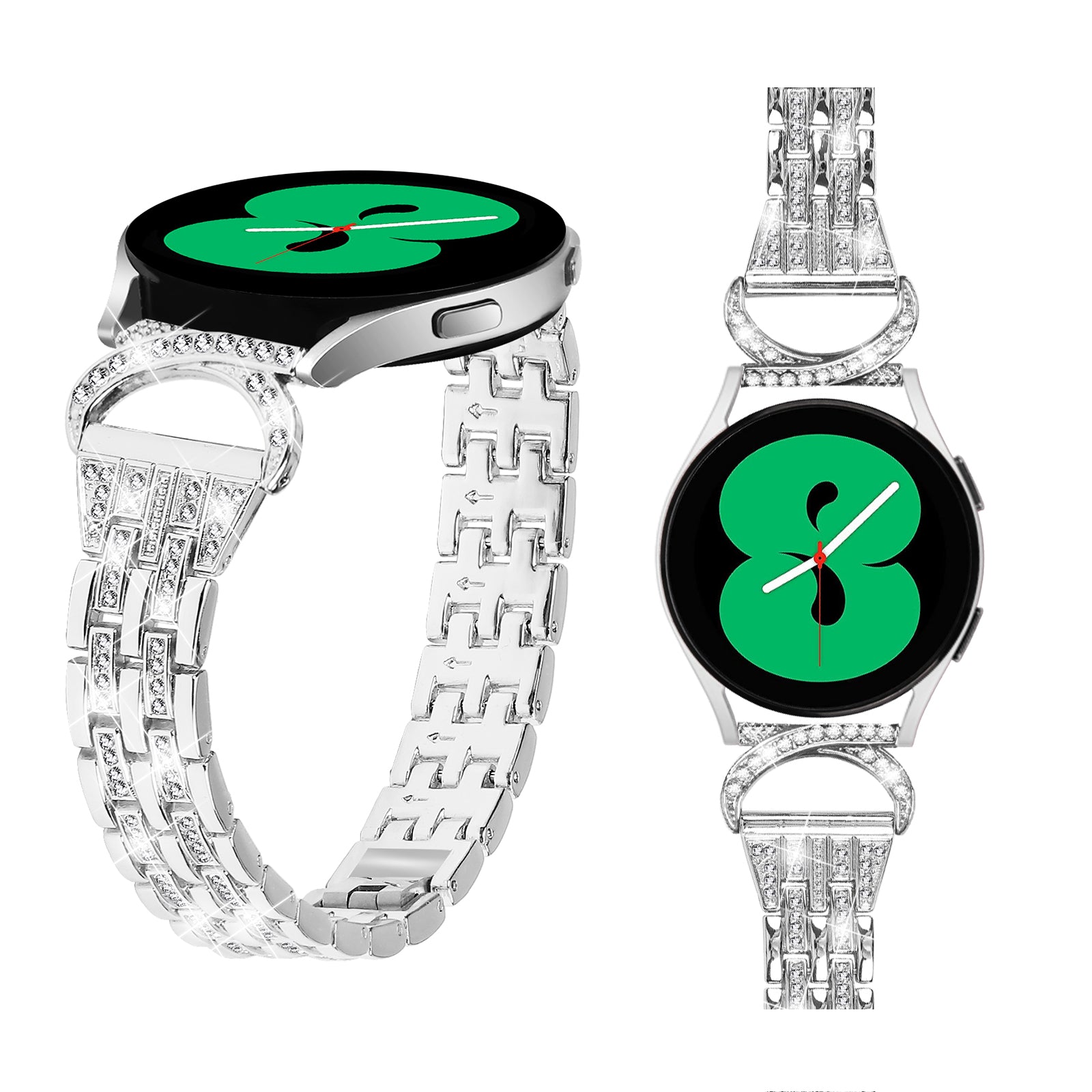 Stainless Steel Watch Band for Samsung Galaxy Watch6 40mm 44mm Watch6 Classic 43mm 47mm Watch 5 40mm 44mm Watch4 40mm 44mm Watch3 41mm 20mm 5-Bead Rhinestone Decor Bracelet