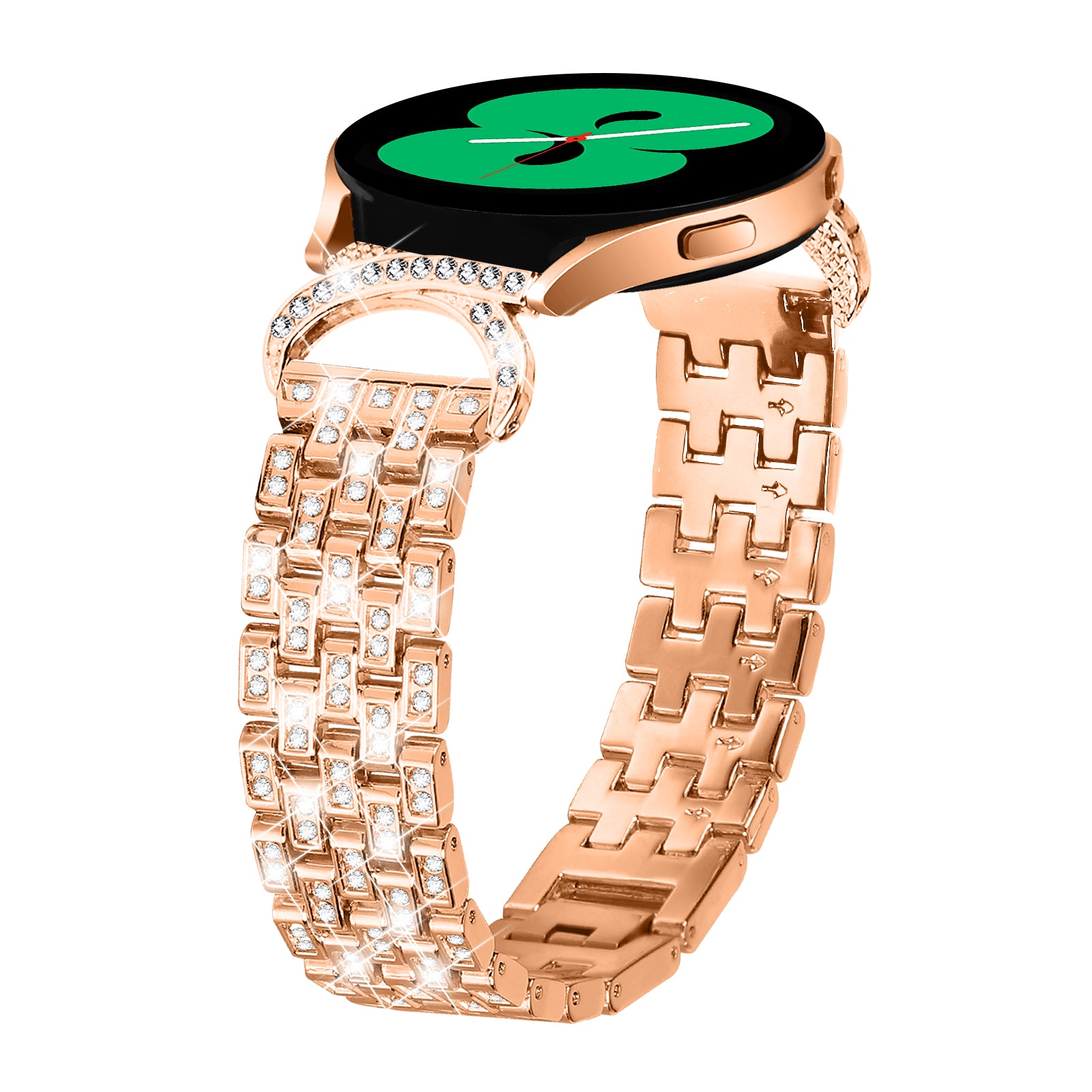 Rhinestone Decor Band for Samsung Galaxy Watch6 40mm 44mm Watch6 Classic 43mm 47mm Watch 5 40mm 44mm Watch4 40mm 44mm Watch3 41mm 5-Bead 20mm Stainless Steel Watch Strap