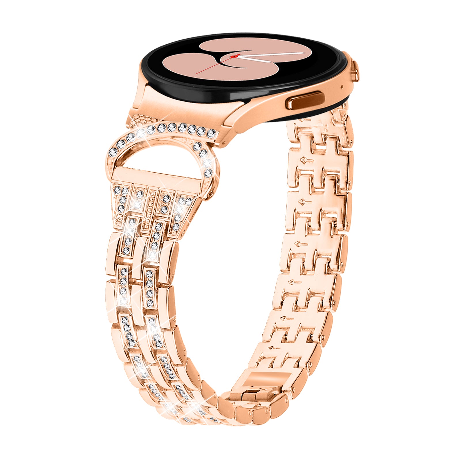 Bling Band for Samsung Galaxy Watch6 40mm 44mm Watch6 Classic 43mm 47mm Watch 5 40mm 44mm Watch4 40mm 44mm Rhinestone Decor Stainless Steel 5-Bead Watch Strap with Connector