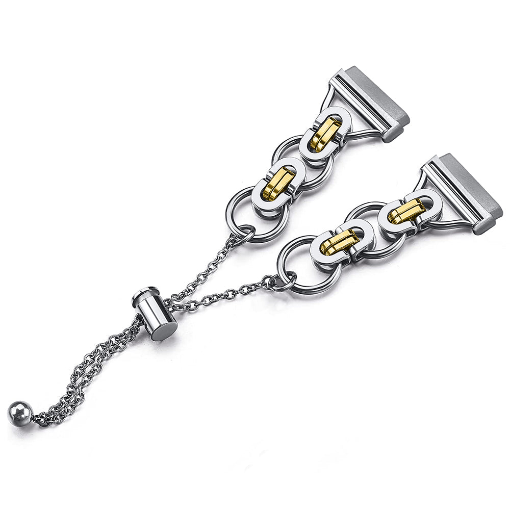For Fitbit Versa 4 Sense 2 Beaded-Bracelet Band Stainless Steel Watch Strap Replacement