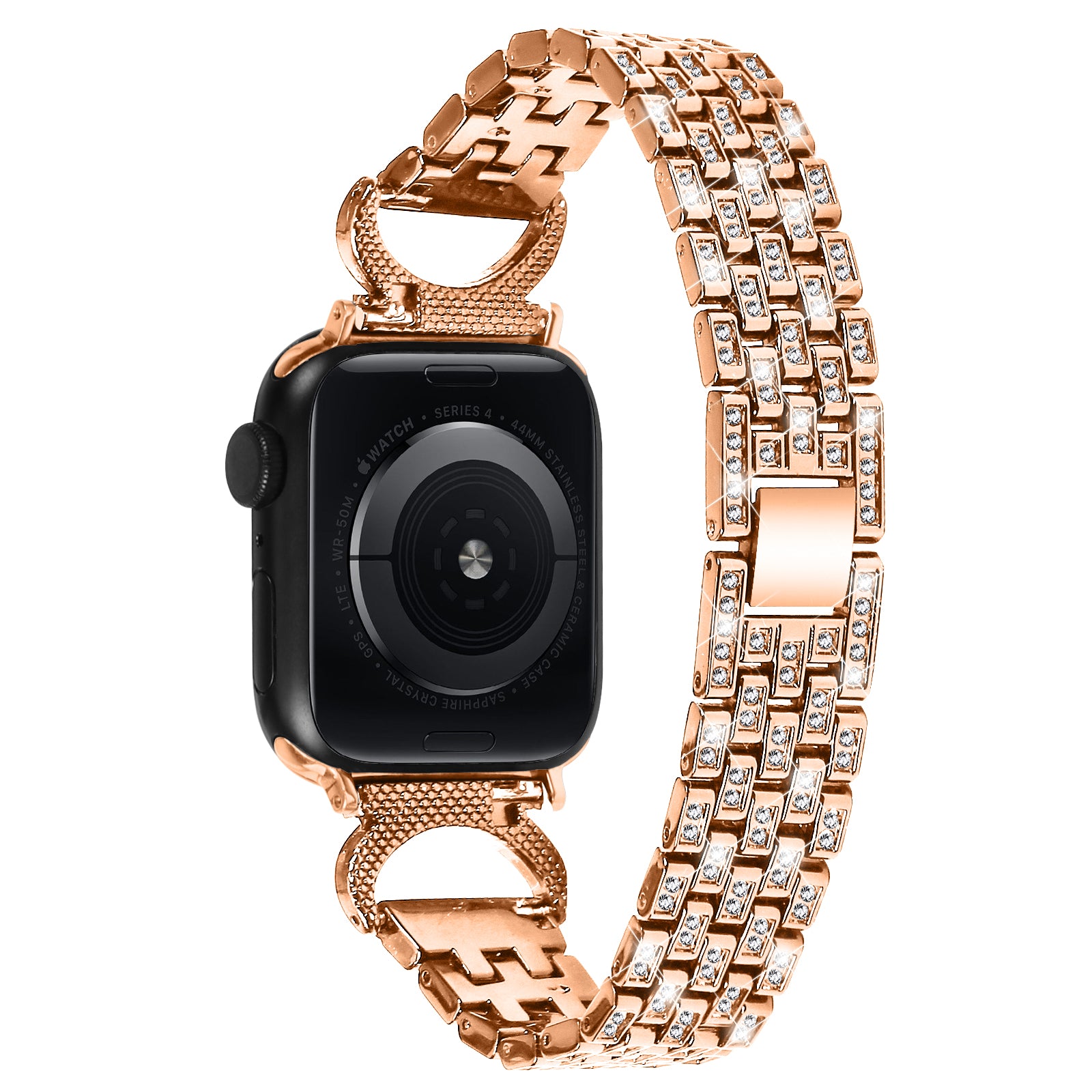Bling Band for Apple Watch Series 1 2 3 38mm 9 8 7 41mm 6 5 4 SE (2022) SE (2023) SE 40mm Rhinestone Decor Stainless Steel 5-Bead Watch Strap