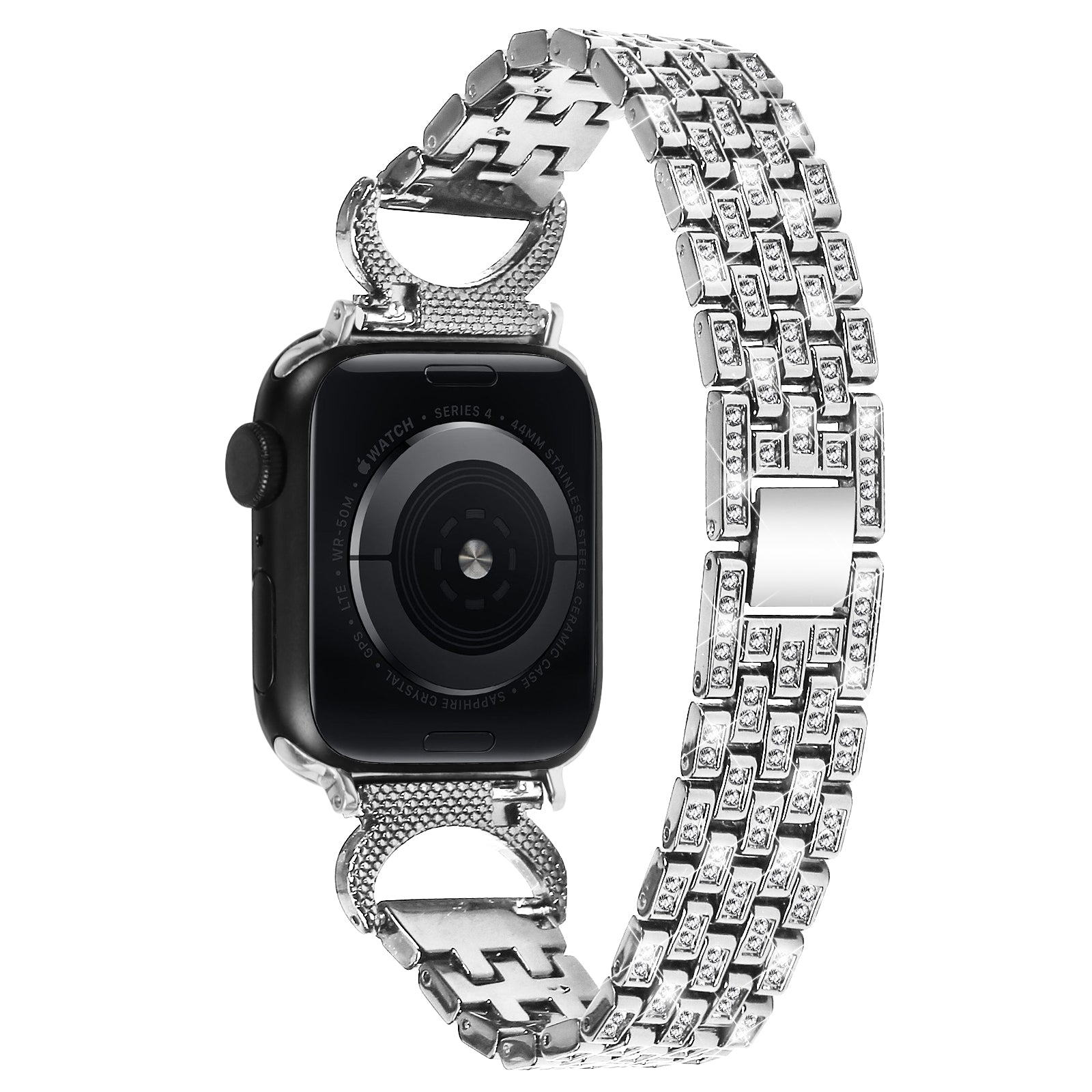 Bling Band for Apple Watch Series 1 2 3 38mm 9 8 7 41mm 6 5 4 SE (2022) SE (2023) SE 40mm Rhinestone Decor Stainless Steel 5-Bead Watch Strap