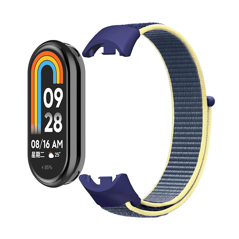 ENKAY HAT-PRINCE For Xiaomi Smart Band 8 Nylon Watch Band Set with PMMA Screen Film Sticker Wrist Strap