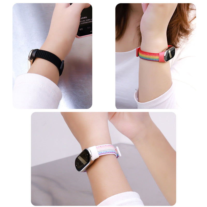 ENKAY HAT-PRINCE For Xiaomi Smart Band 8 Nylon Watch Band Set with PMMA Screen Film Sticker Wrist Strap