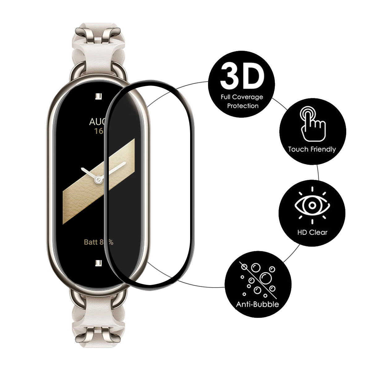 ENKAY HAT-PRINCE For Xiaomi Smart Band 8 Nylon Watch Band Set with PMMA Screen Film Sticker Wrist Strap