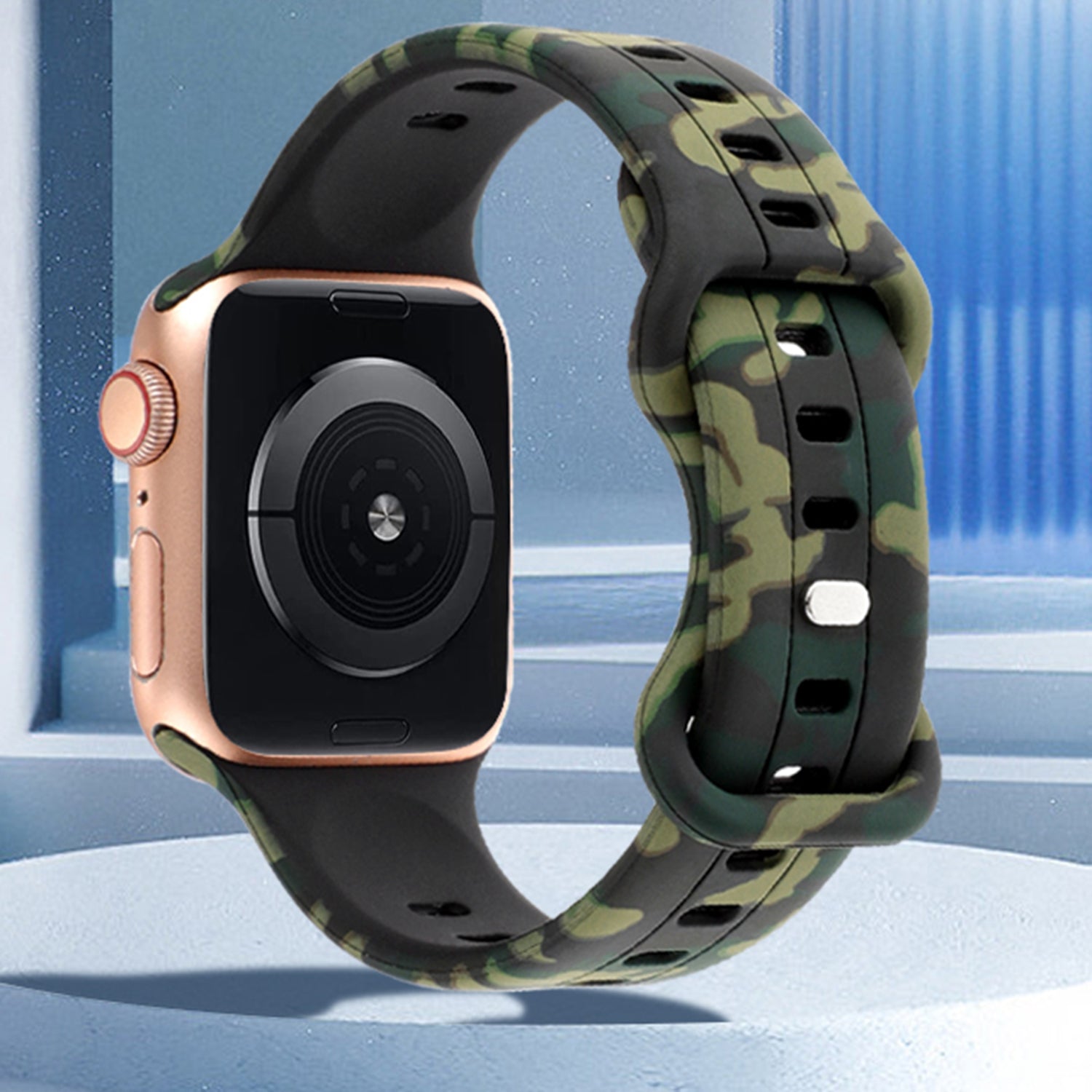 Silicone Watch Bands for Apple Series 9 8 7 41mm 6 5 4 SE SE (2022) SE (2023) 40mm Series 3 2 1 38mm Camouflage Waterproof Watch Bracelet