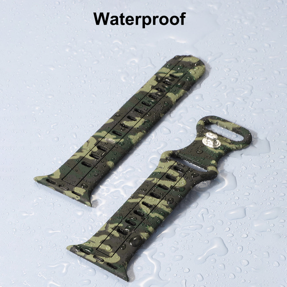 Silicone Watch Bands for Apple Series 9 8 7 41mm 6 5 4 SE SE (2022) SE (2023) 40mm Series 3 2 1 38mm Camouflage Waterproof Watch Bracelet