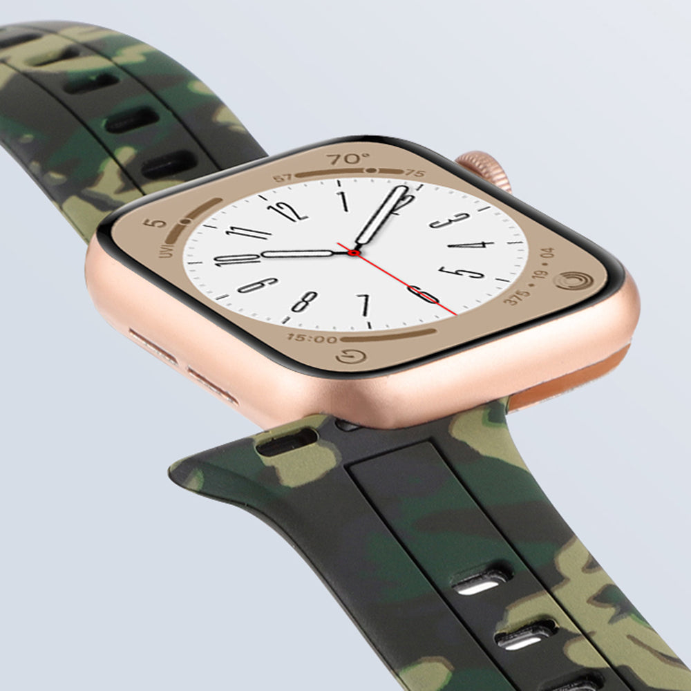 Silicone Watch Bands for Apple Series 9 8 7 41mm 6 5 4 SE SE (2022) SE (2023) 40mm Series 3 2 1 38mm Camouflage Waterproof Watch Bracelet
