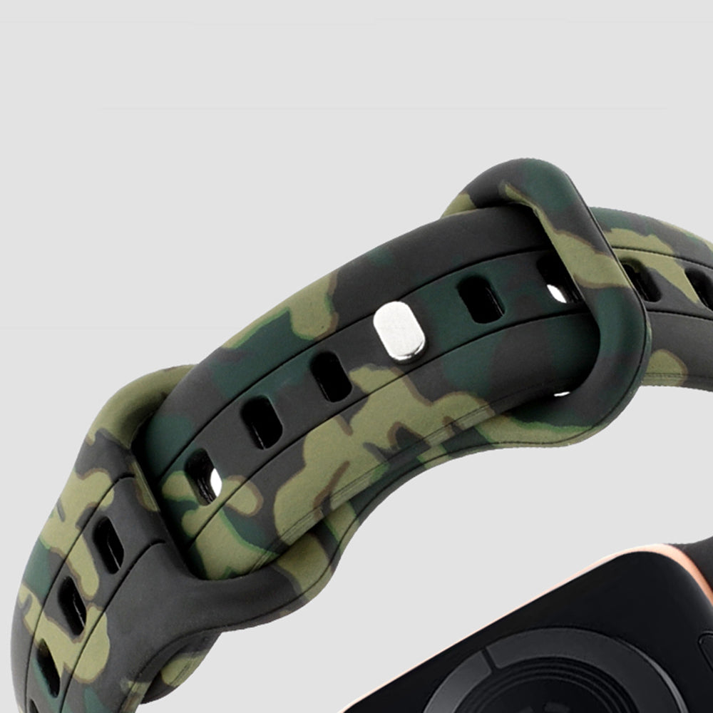 Silicone Watch Bands for Apple Series 9 8 7 41mm 6 5 4 SE SE (2022) SE (2023) 40mm Series 3 2 1 38mm Camouflage Waterproof Watch Bracelet