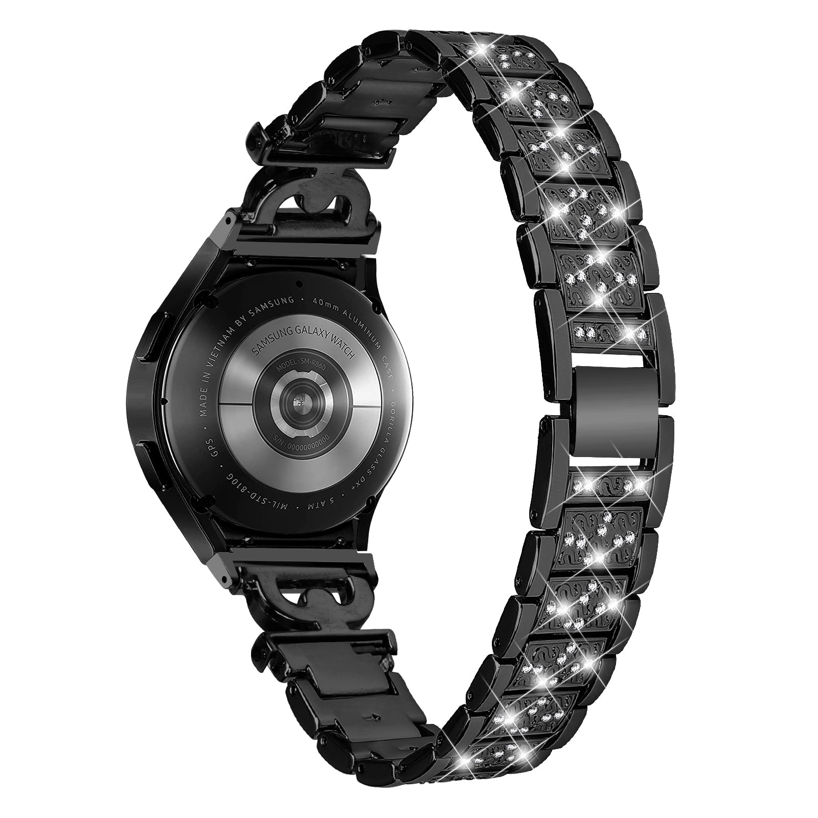 For Samsung Galaxy Watch6 40mm 44mm Watch6 Classic 43mm 47mm Watch 5 40mm 44mm Watch4 40mm 44mm Stainless Steel 3-Bead Rhinestone Watch Strap