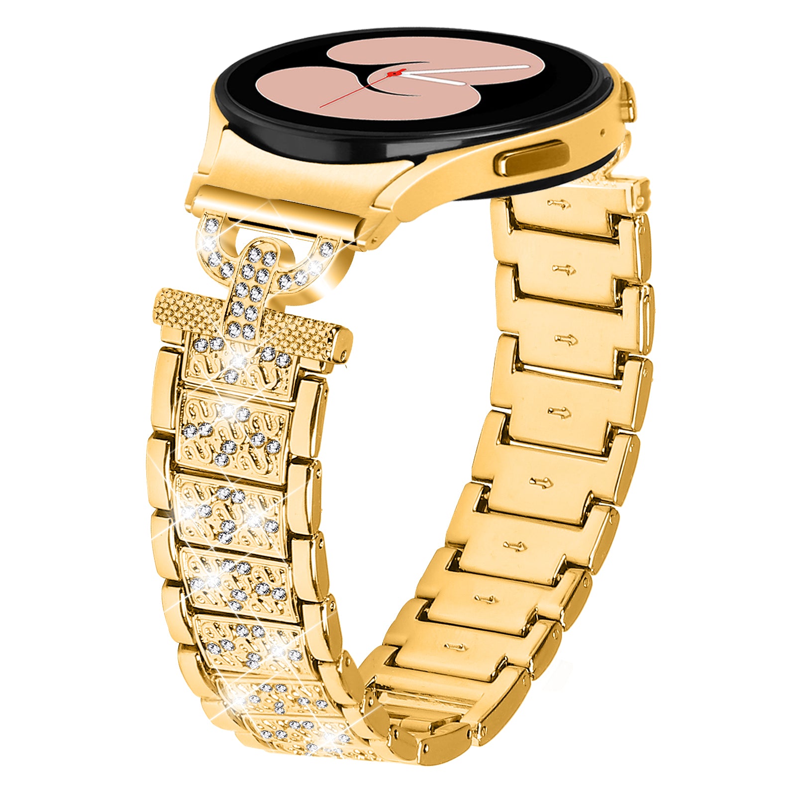 For Samsung Galaxy Watch 6 40mm 44mm Easy Installation Stainless Steel Watch Strap 3-Bead Rhinestone Watch Band