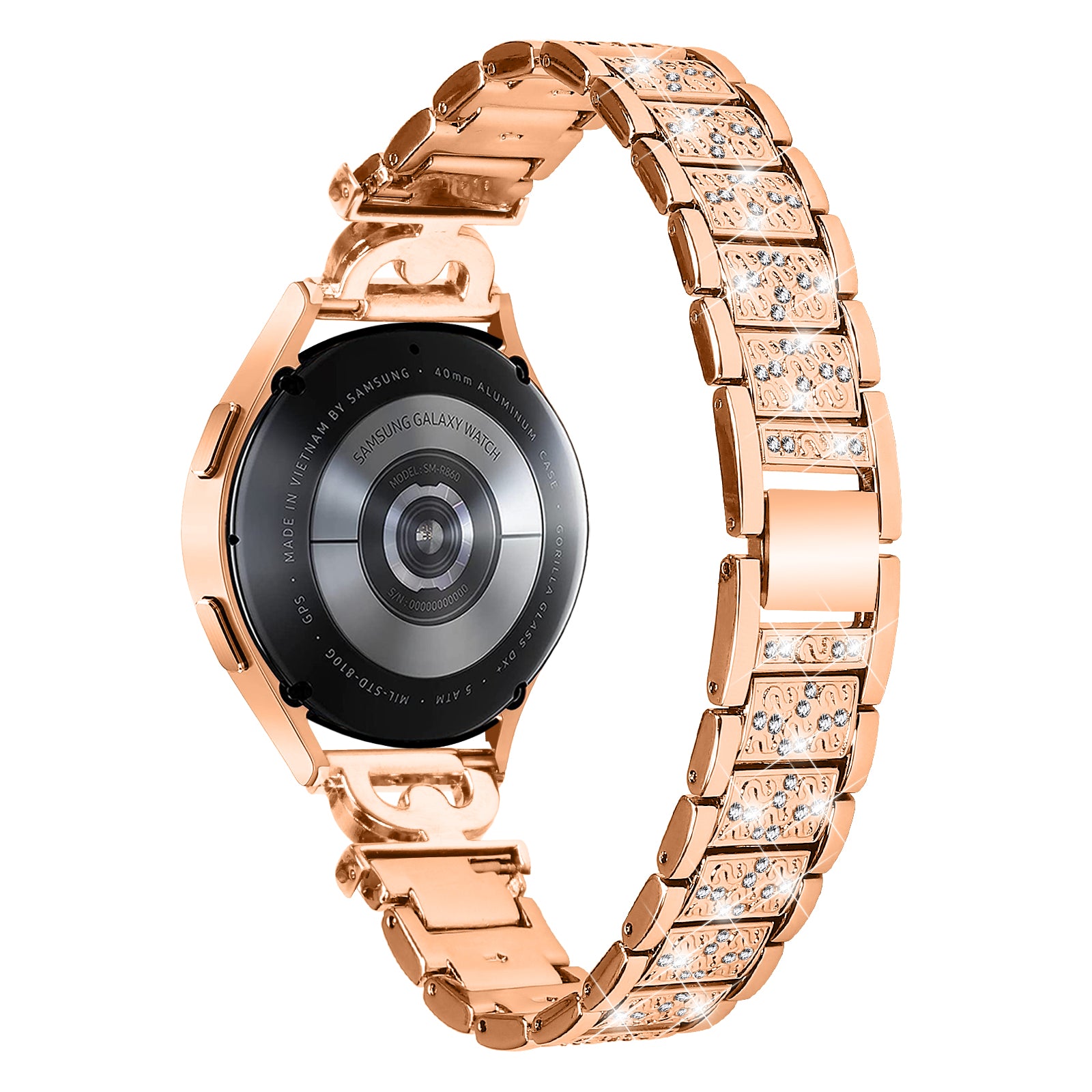 Watch Strap for Samsung Galaxy Watch6 40mm 44mm Watch6 Classic 43mm 47mm Watch 5 40mm 44mm Watch4 40mm 44mm Watch3 41mm Stainless Steel 20mm Rhinestone Decor Band