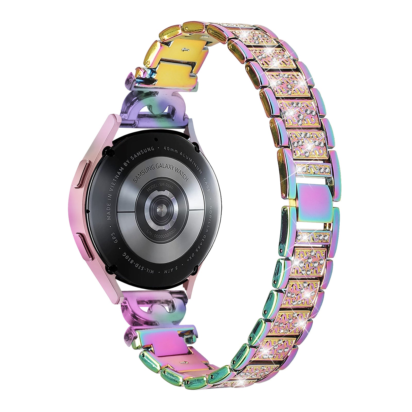 Watch Strap for Samsung Galaxy Watch6 40mm 44mm Watch6 Classic 43mm 47mm Watch 5 40mm 44mm Watch4 40mm 44mm Watch3 41mm Stainless Steel 20mm Rhinestone Decor Band