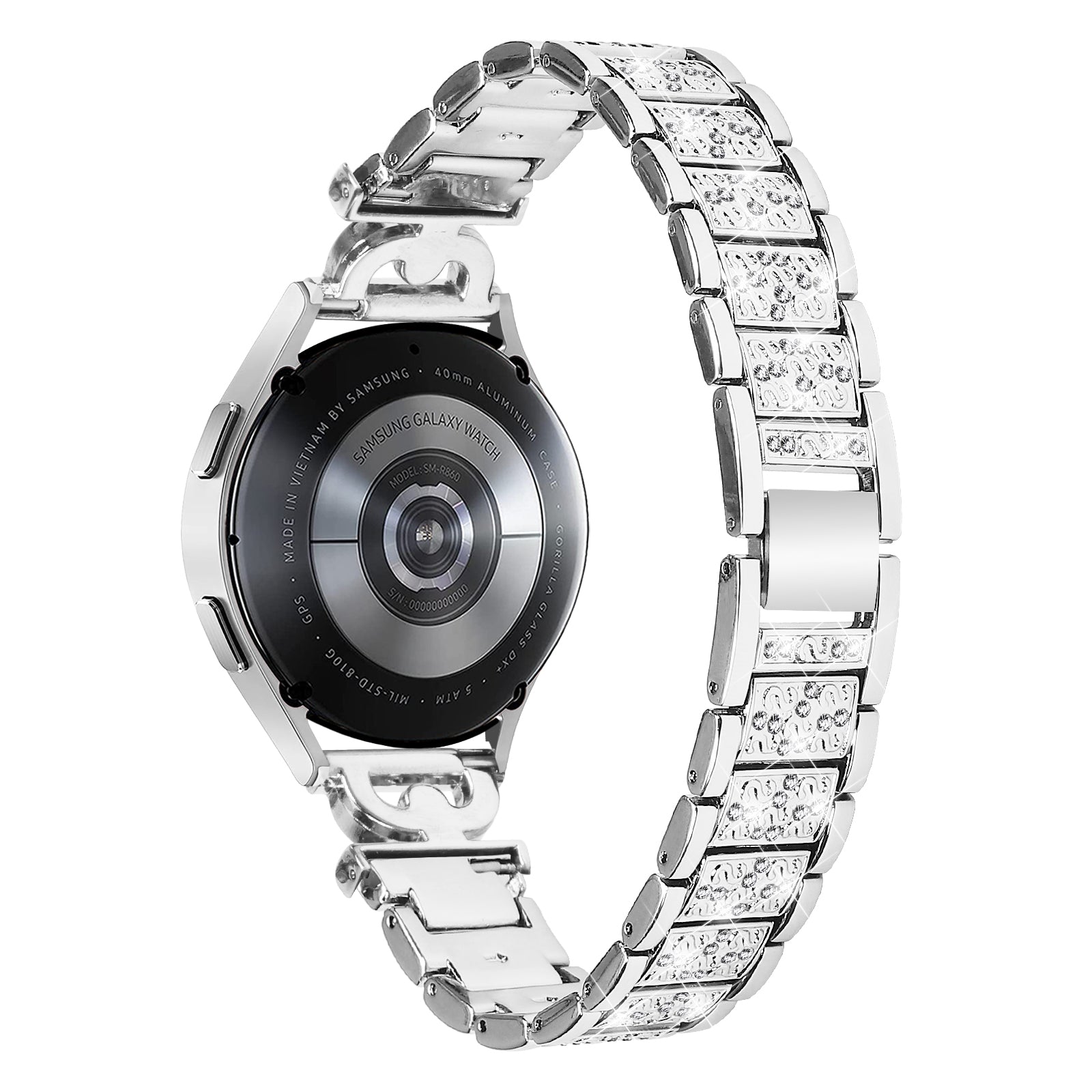 Watch Strap for Samsung Galaxy Watch6 40mm 44mm Watch6 Classic 43mm 47mm Watch 5 40mm 44mm Watch4 40mm 44mm Watch3 41mm Stainless Steel 20mm Rhinestone Decor Band