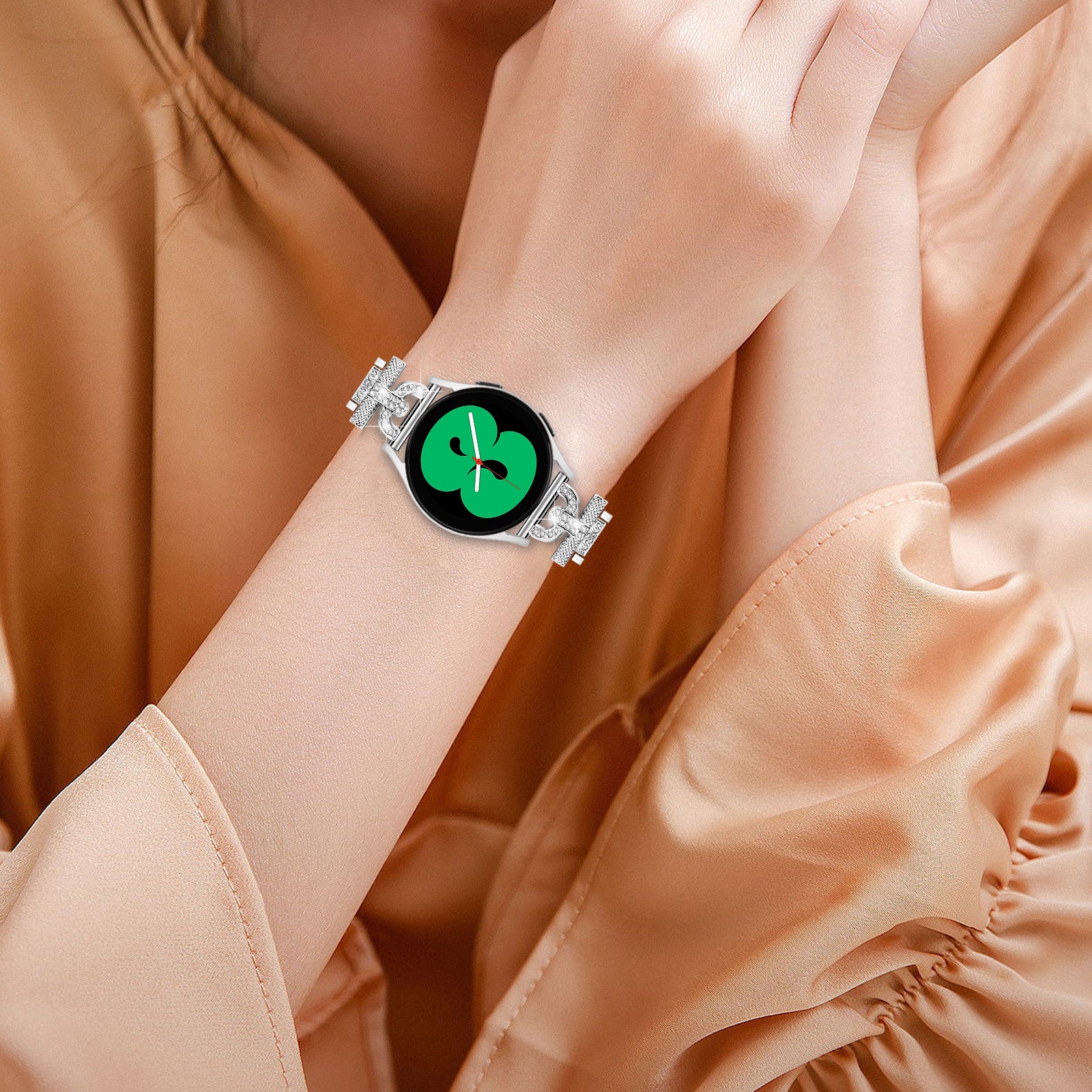 Watch Strap for Samsung Galaxy Watch6 40mm 44mm Watch6 Classic 43mm 47mm Watch 5 40mm 44mm Watch4 40mm 44mm Watch3 41mm Stainless Steel 20mm Rhinestone Decor Band