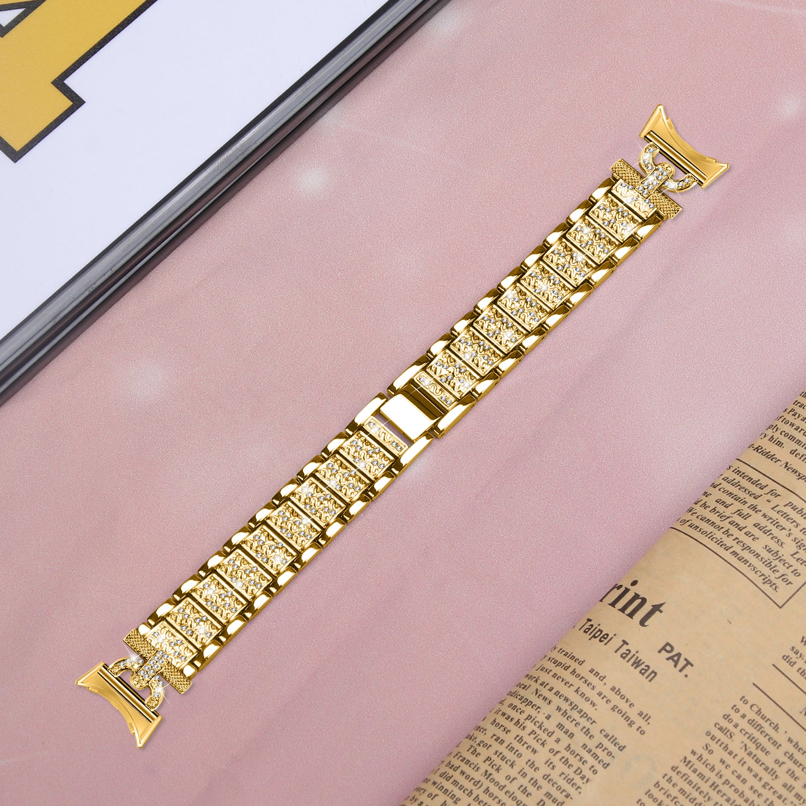 For Google Pixel Watch 2 Pixel Watch 3-Bead Rhinestone Decor Stainless Steel Strap Watch Band Replacement