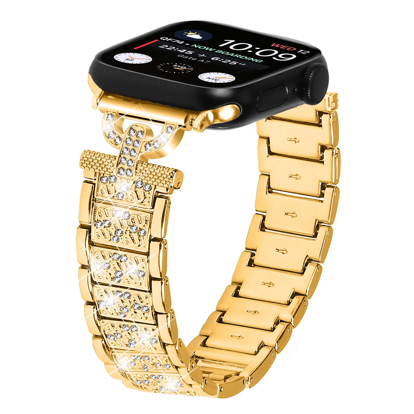 Watch Band for Apple Watch Series 9 8 7 41mm 6 5 4 SE SE (2022) SE (2023) 40mm Series 3 2 1 38mm Stainless Steel Rhinestone Decor Watch Strap