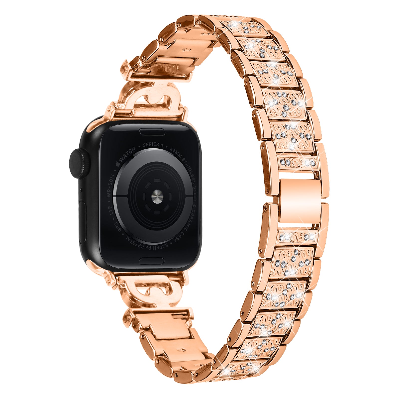 Watch Band for Apple Watch Series 9 8 7 41mm 6 5 4 SE SE (2022) SE (2023) 40mm Series 3 2 1 38mm Stainless Steel Rhinestone Decor Watch Strap