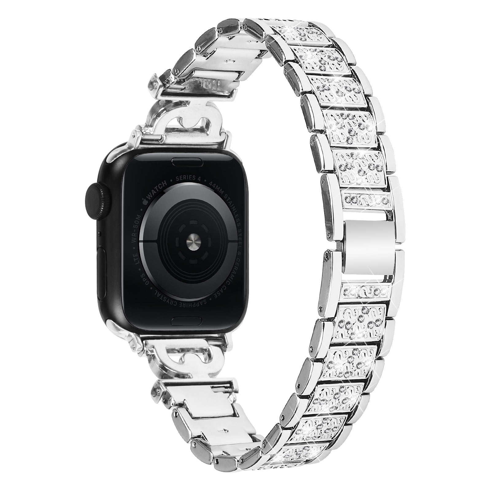 Watch Band for Apple Watch Series 9 8 7 41mm 6 5 4 SE SE (2022) SE (2023) 40mm Series 3 2 1 38mm Stainless Steel Rhinestone Decor Watch Strap