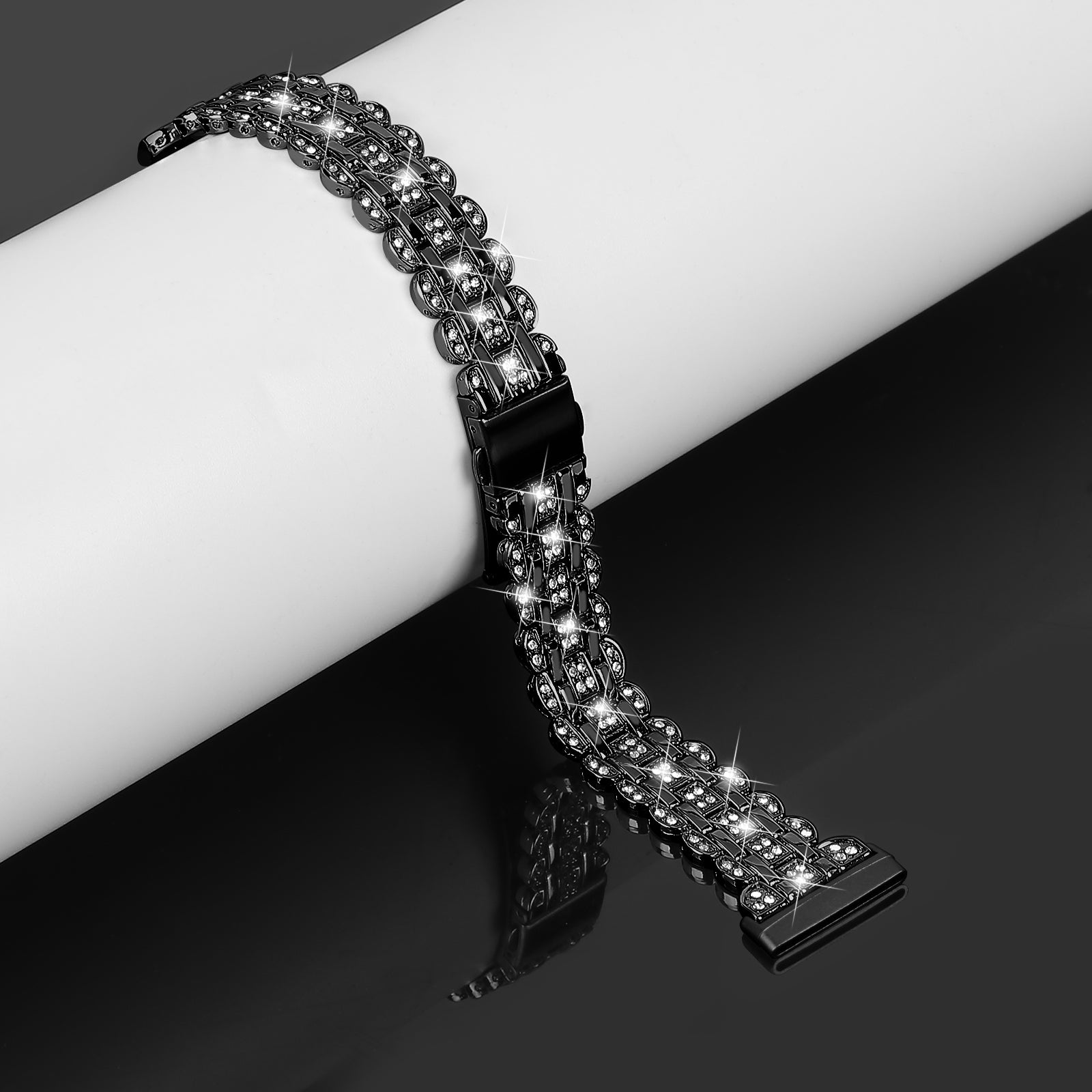For Fitbit Versa 4 Sense 2 Metal Wristband Rhinestone Decor Shiny Replacement Bracelet