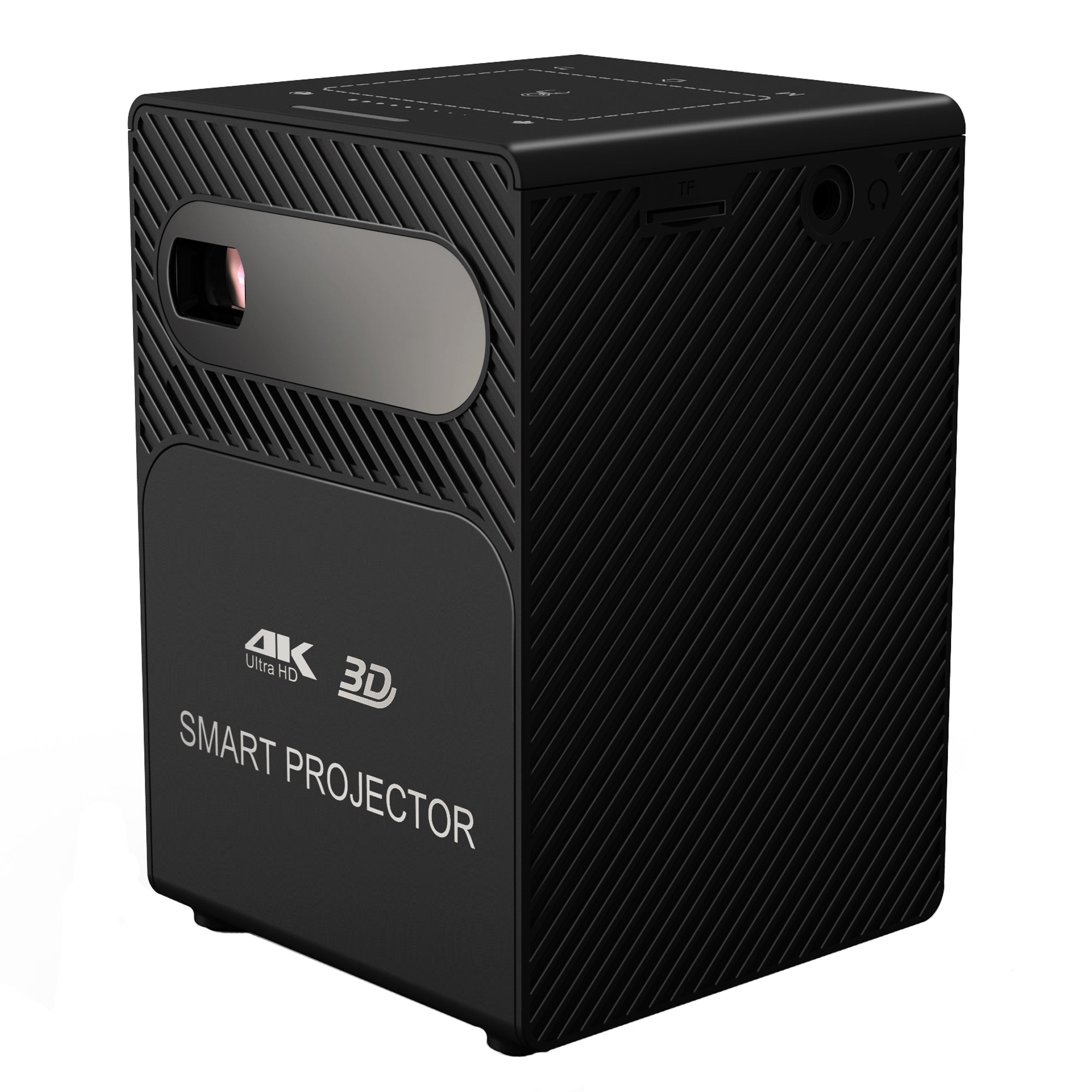 P18 Android 9.0 Portable 3D 4K Smart Mini Projector 2.4G 5G WiFi Home Movie Beamer, 4 64GB