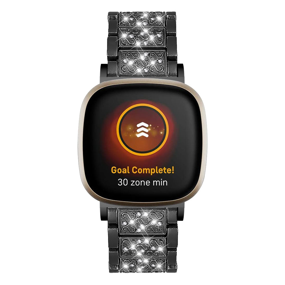 For Fitbit Versa 4 Sense 2 Zinc Alloy Smartwatch Strap Rhinestone Decor Watch Band Repair Part