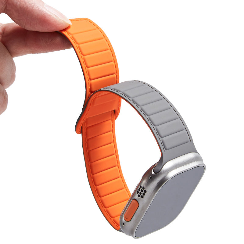 For Apple Watch Ultra 2 49mm Series 9 45mm SE (2023) 44mm Ultra 49mm 8 7 45mm 6 5 4 SE (2022) SE 44mm 3 2 1 42mm Silicone Band Color Match Magnetic Watch Strap