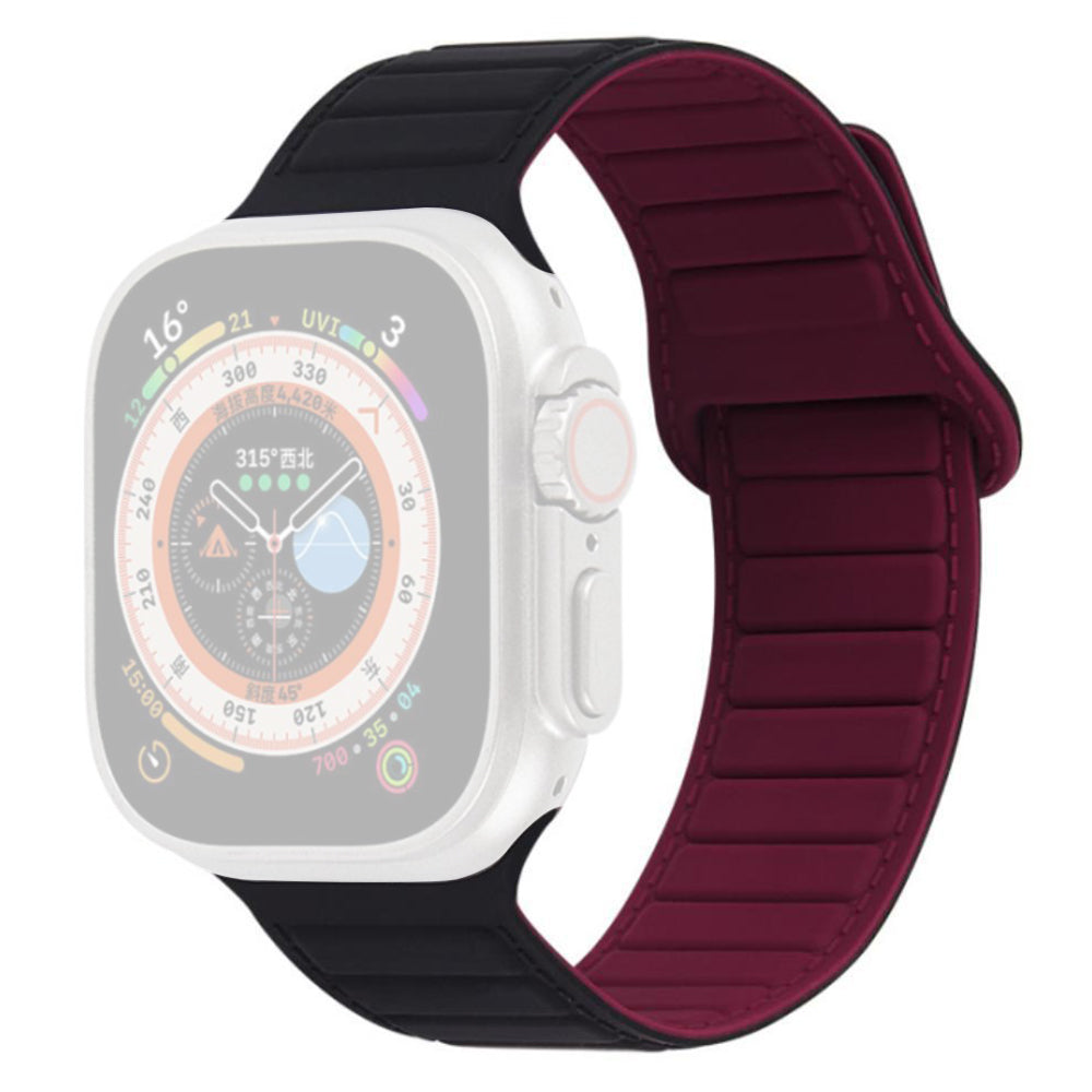 For Apple Watch Ultra 2 49mm Series 9 45mm SE (2023) 44mm Ultra 49mm 8 7 45mm 6 5 4 SE (2022) SE 44mm 3 2 1 42mm Silicone Band Color Match Magnetic Watch Strap