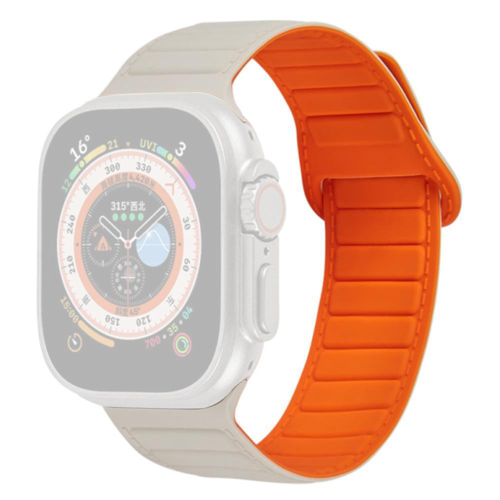For Apple Watch Ultra 2 49mm Series 9 45mm SE (2023) 44mm Ultra 49mm 8 7 45mm 6 5 4 SE (2022) SE 44mm 3 2 1 42mm Silicone Band Color Match Magnetic Watch Strap