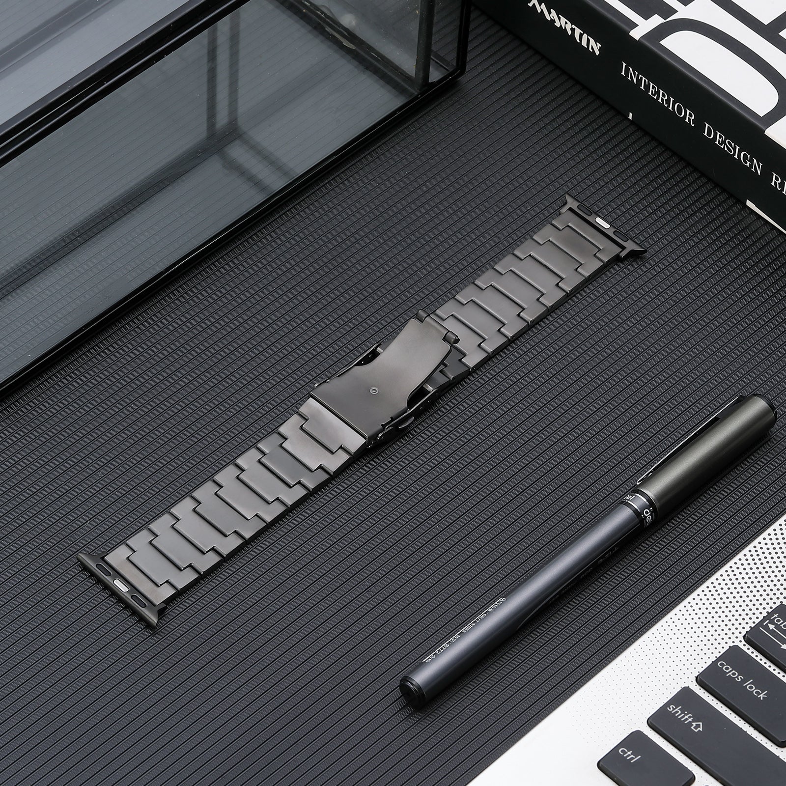For Apple Watch Ultra 2 49mm Series 9 45mm SE (2023) 44mm Ultra 49mm 8 7 45mm 6 5 4 SE (2022) SE 44mm 3 2 1 42mm Titanium Steel Watch Band 3 Beads Watch Strap
