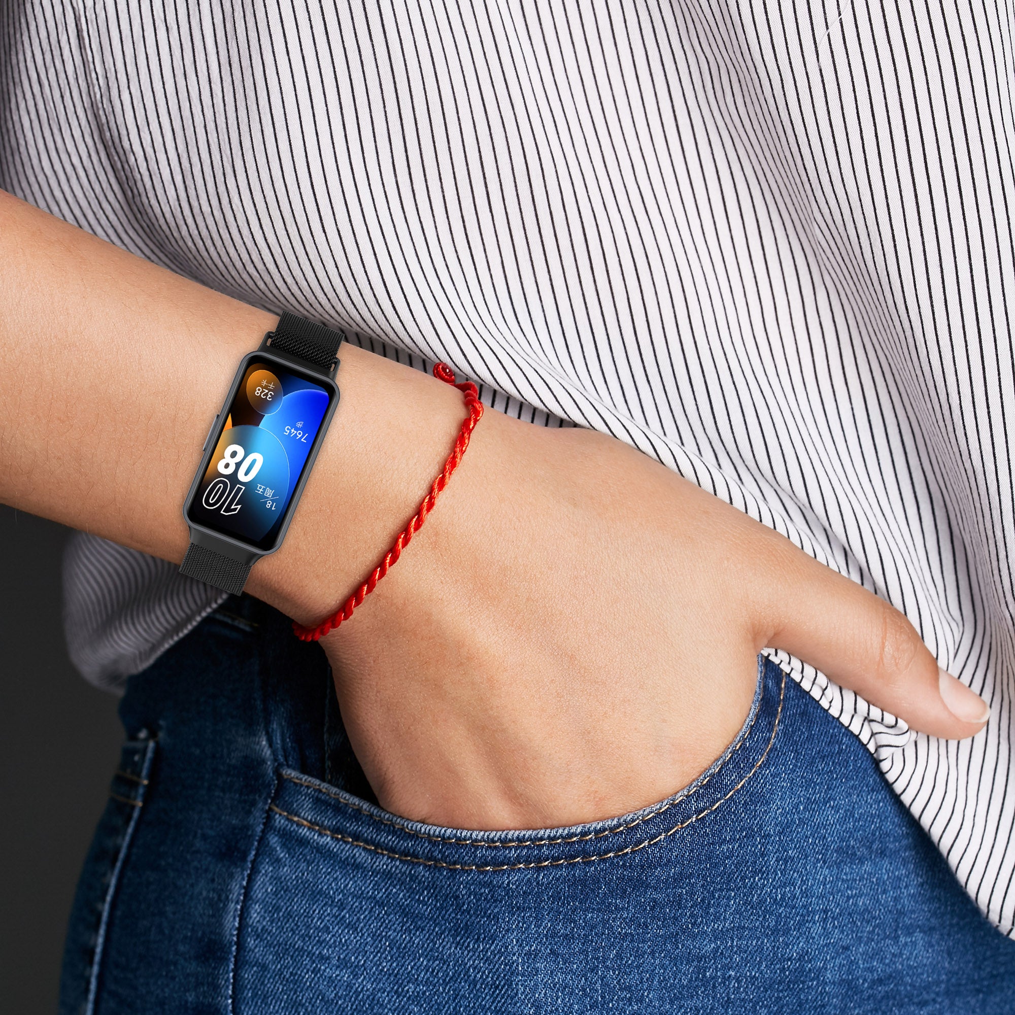 For Huawei Band 8 Replacement Wrist Band Metal Milanese Magnetic Watch Strap