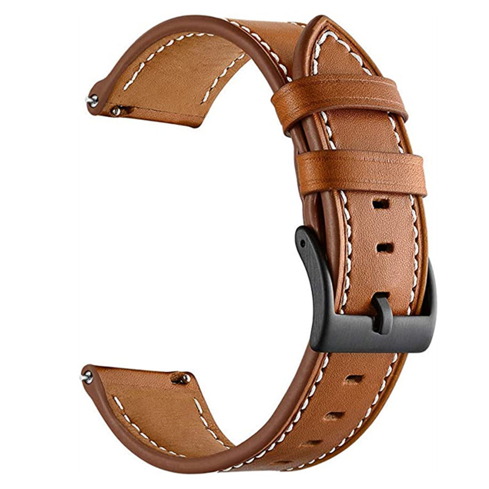 For Garmin Forerunner 265 255 22mm Stitching Watch Strap Genuine Cow Leather Watchband