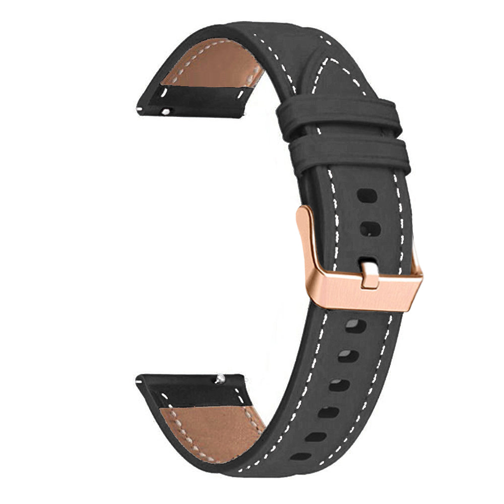 Watch Band for Garmin Venu Sq Sq 2 2 Plus 20mm Genuine Cow Leather Strap with Rose Gold Buckle