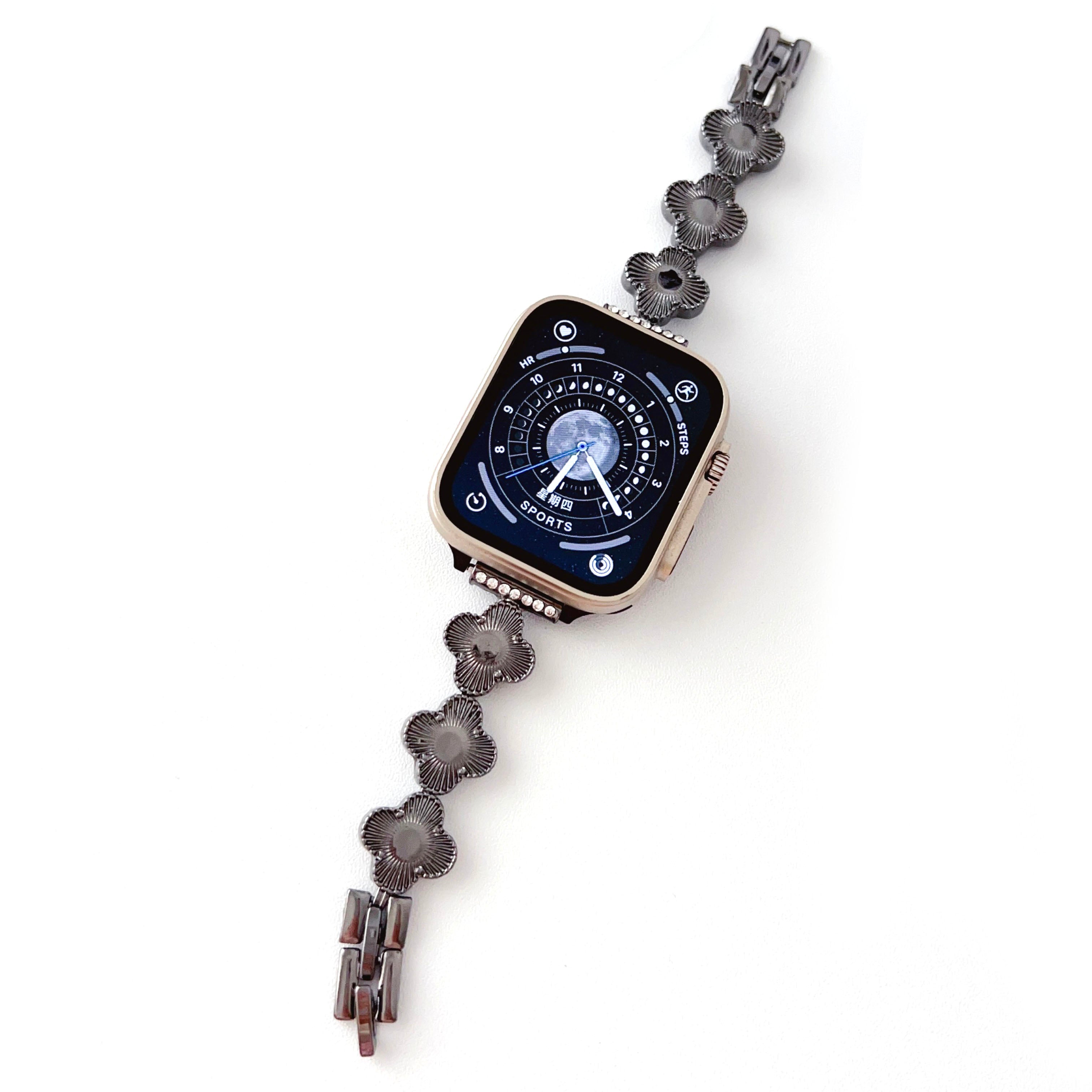 For Apple Watch Series 9 8 7 41mm 6 5 4 SE SE (2022) SE (2023) 40mm Series 3 2 1 38mm Clover Charm Watch Bracelet Metal Watchband