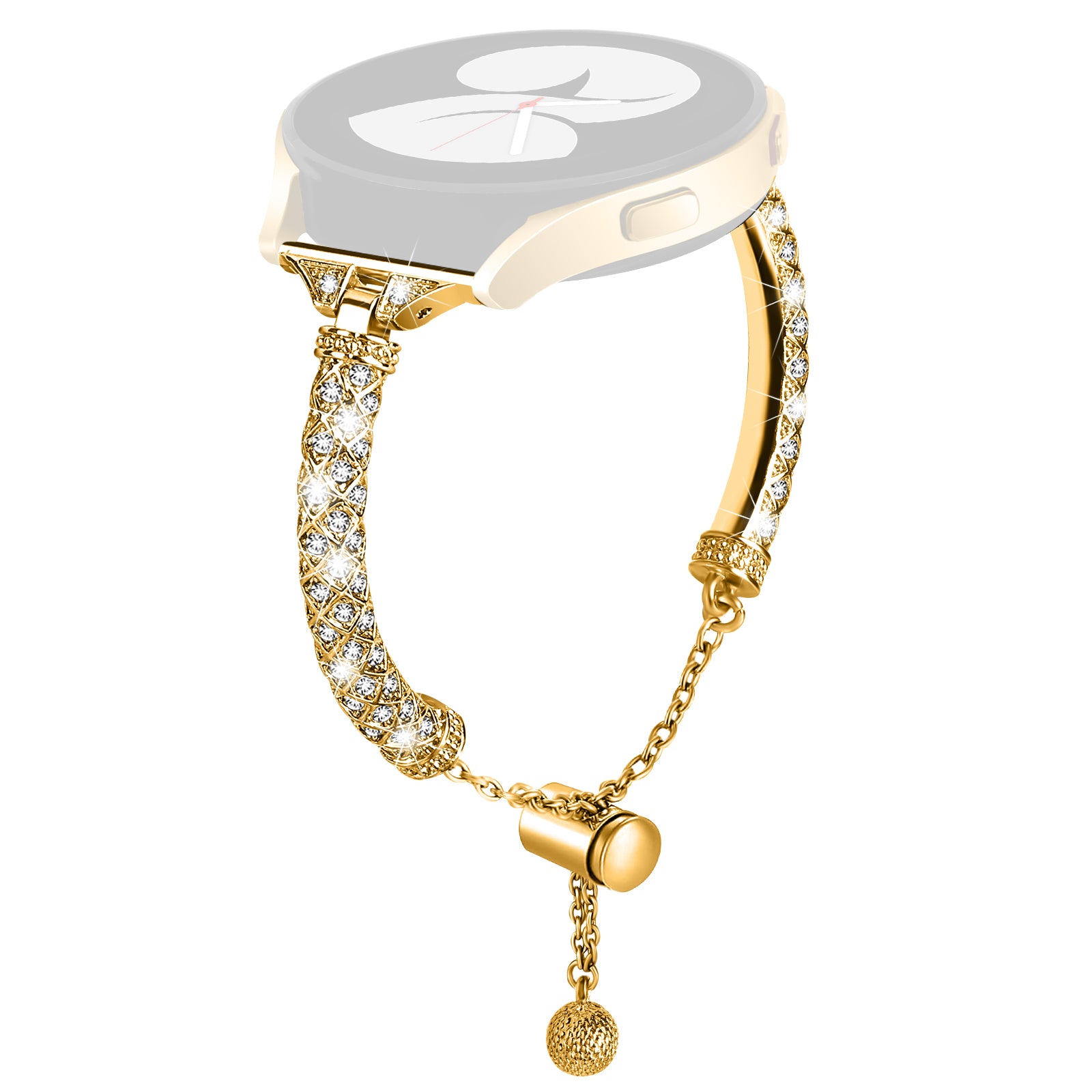 20mm Watch Band for Samsung Galaxy Watch 6 40mm 44mm Rhinestone Decor Bracelet Copper Wristband Strap