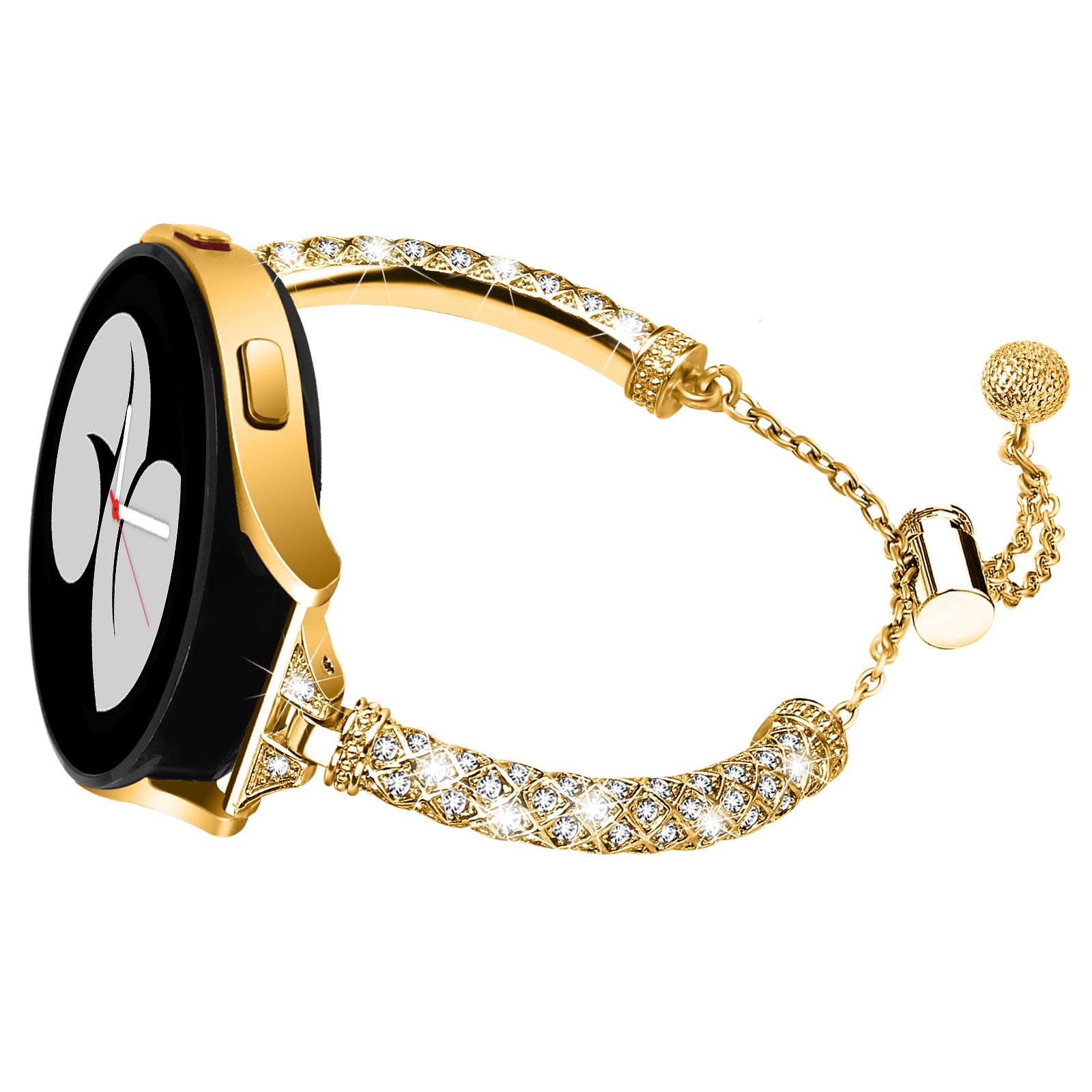 20mm Watch Band for Samsung Galaxy Watch 6 40mm 44mm Rhinestone Decor Bracelet Copper Wristband Strap