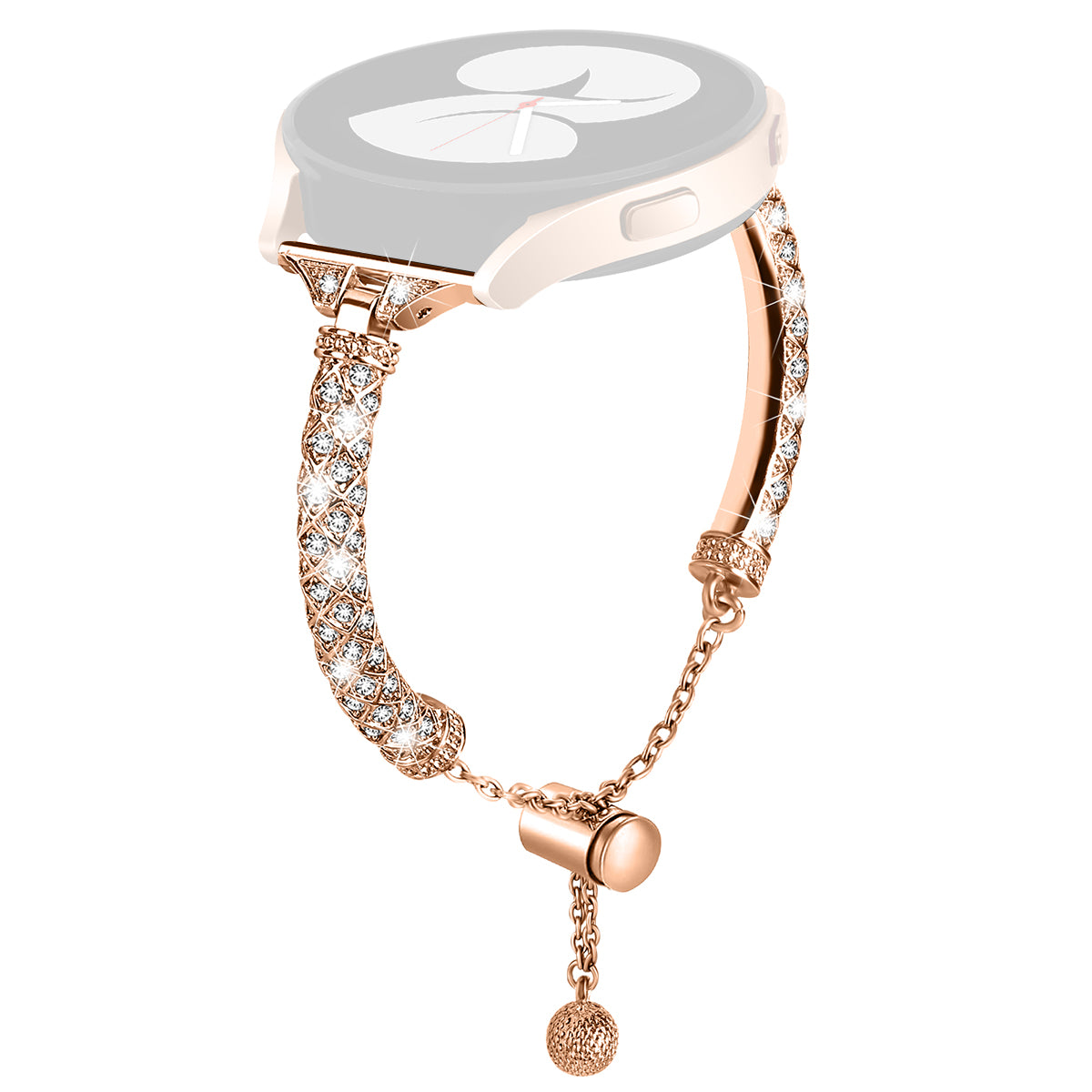 20mm Watch Band for Samsung Galaxy Watch 6 40mm 44mm Rhinestone Decor Bracelet Copper Wristband Strap