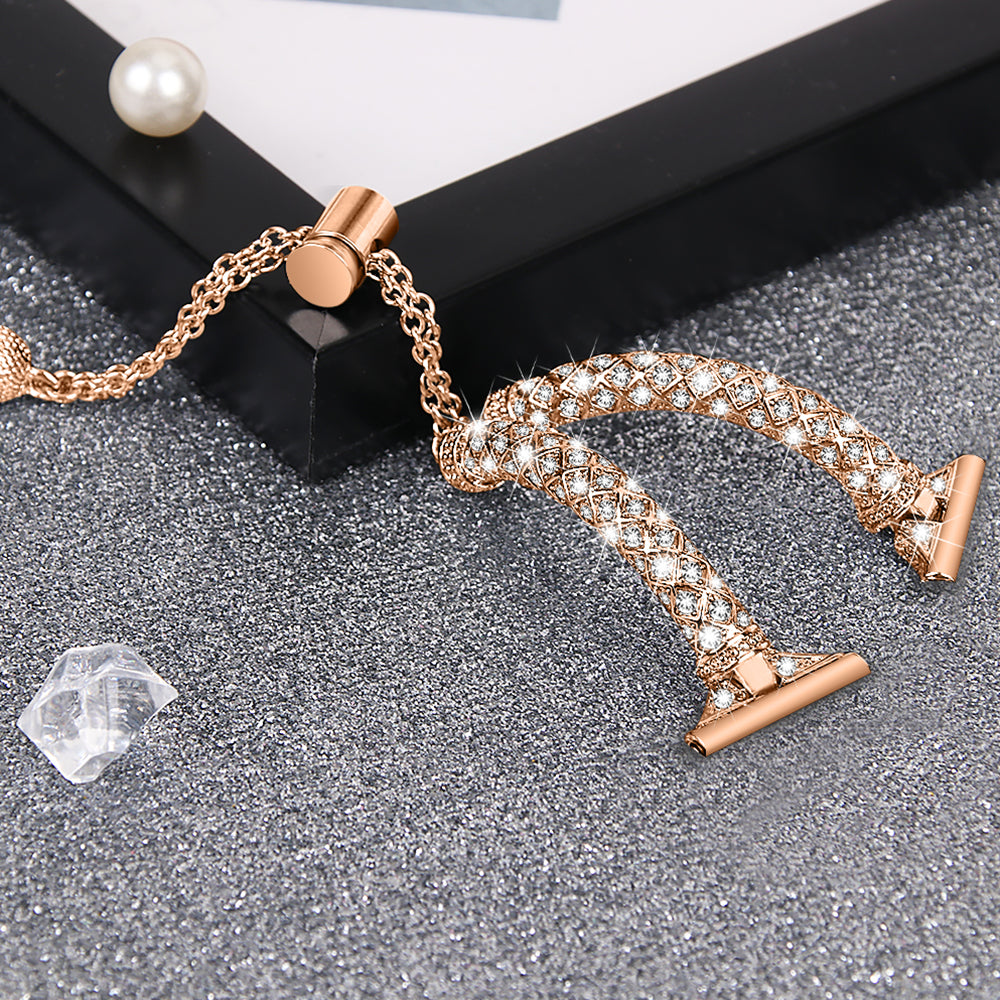 20mm Watch Band for Samsung Galaxy Watch 6 40mm 44mm Rhinestone Decor Bracelet Copper Wristband Strap