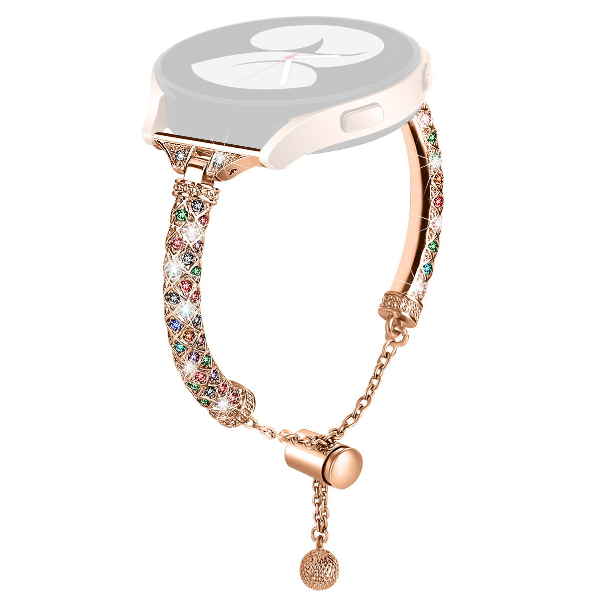 20mm Watch Band for Samsung Galaxy Watch 6 40mm 44mm Rhinestone Decor Bracelet Copper Wristband Strap