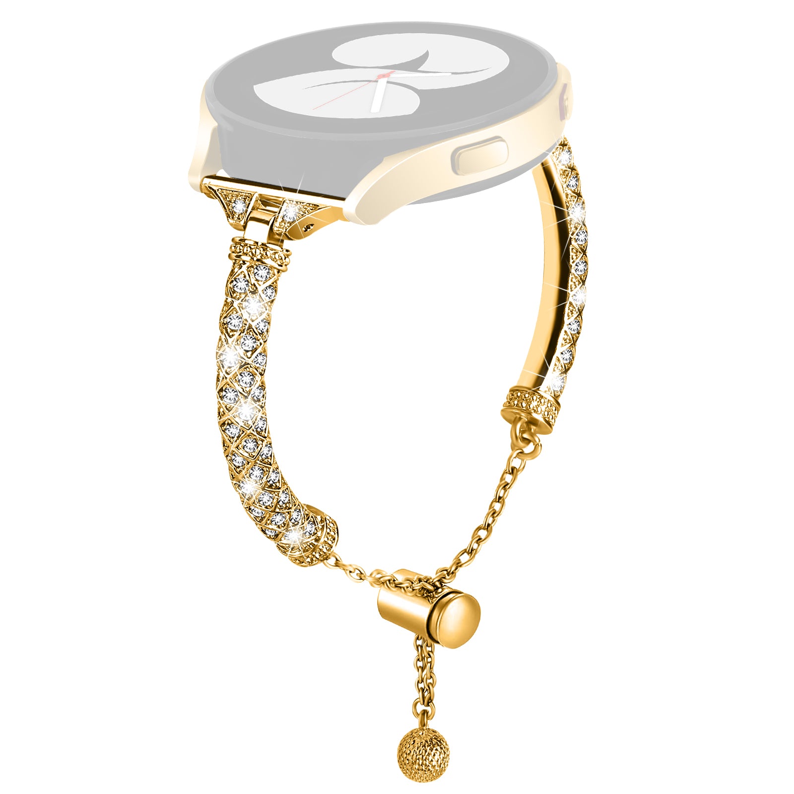 20mm Watch Band for Samsung Galaxy Watch6 40mm 44mm Watch6 Classic 43mm 47mm Watch 5 40mm 44mm Watch4 40mm 44mm Rhinestone Decor Copper Bracelet