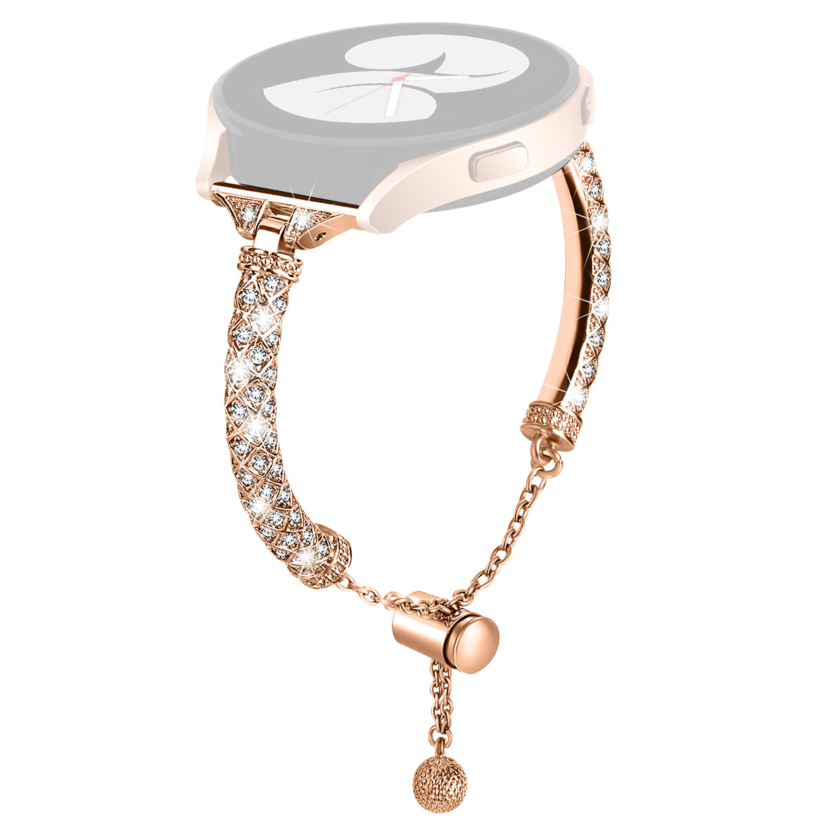 20mm Watch Band for Samsung Galaxy Watch6 40mm 44mm Watch6 Classic 43mm 47mm Watch 5 40mm 44mm Watch4 40mm 44mm Rhinestone Decor Copper Bracelet