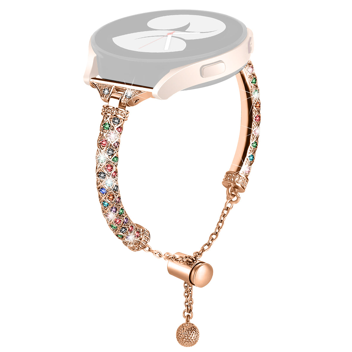 20mm Watch Band for Samsung Galaxy Watch6 40mm 44mm Watch6 Classic 43mm 47mm Watch 5 40mm 44mm Watch4 40mm 44mm Rhinestone Decor Copper Bracelet