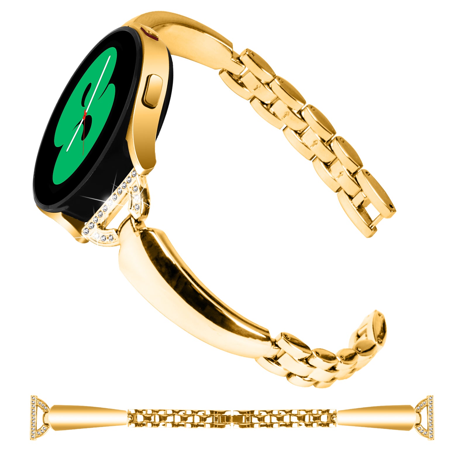 20mm Watch Band for Samsung Galaxy Watch6 40mm 44mm Watch6 Classic 43mm 47mm Watch 5 40mm 44mm Watch4 40mm 44mm Rhinestone Decor Metal Copper Strap