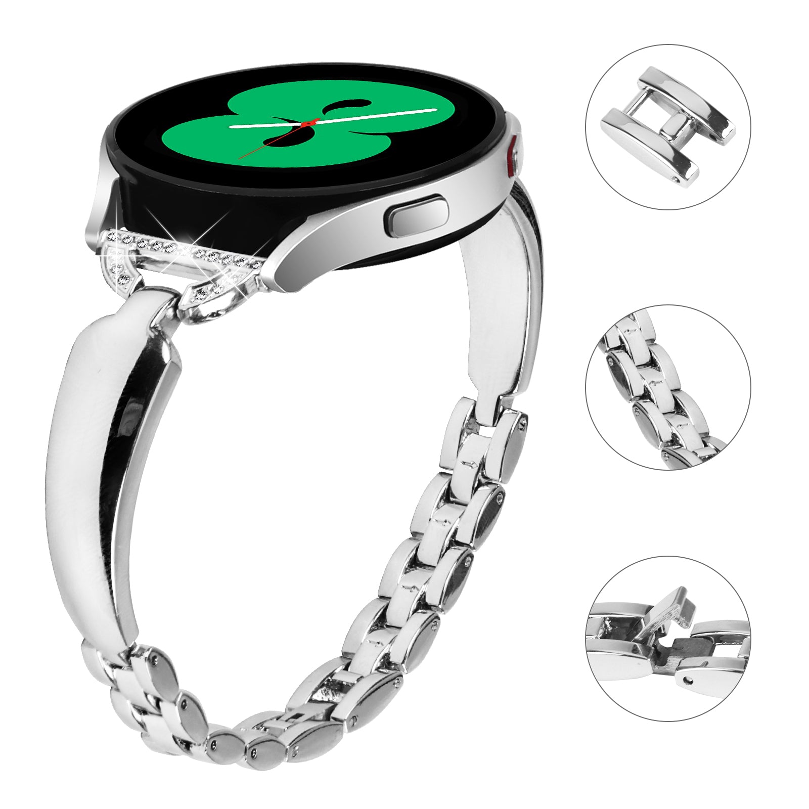 20mm Watch Band for Samsung Galaxy Watch6 40mm 44mm Watch6 Classic 43mm 47mm Watch 5 40mm 44mm Watch4 40mm 44mm Rhinestone Decor Metal Copper Strap