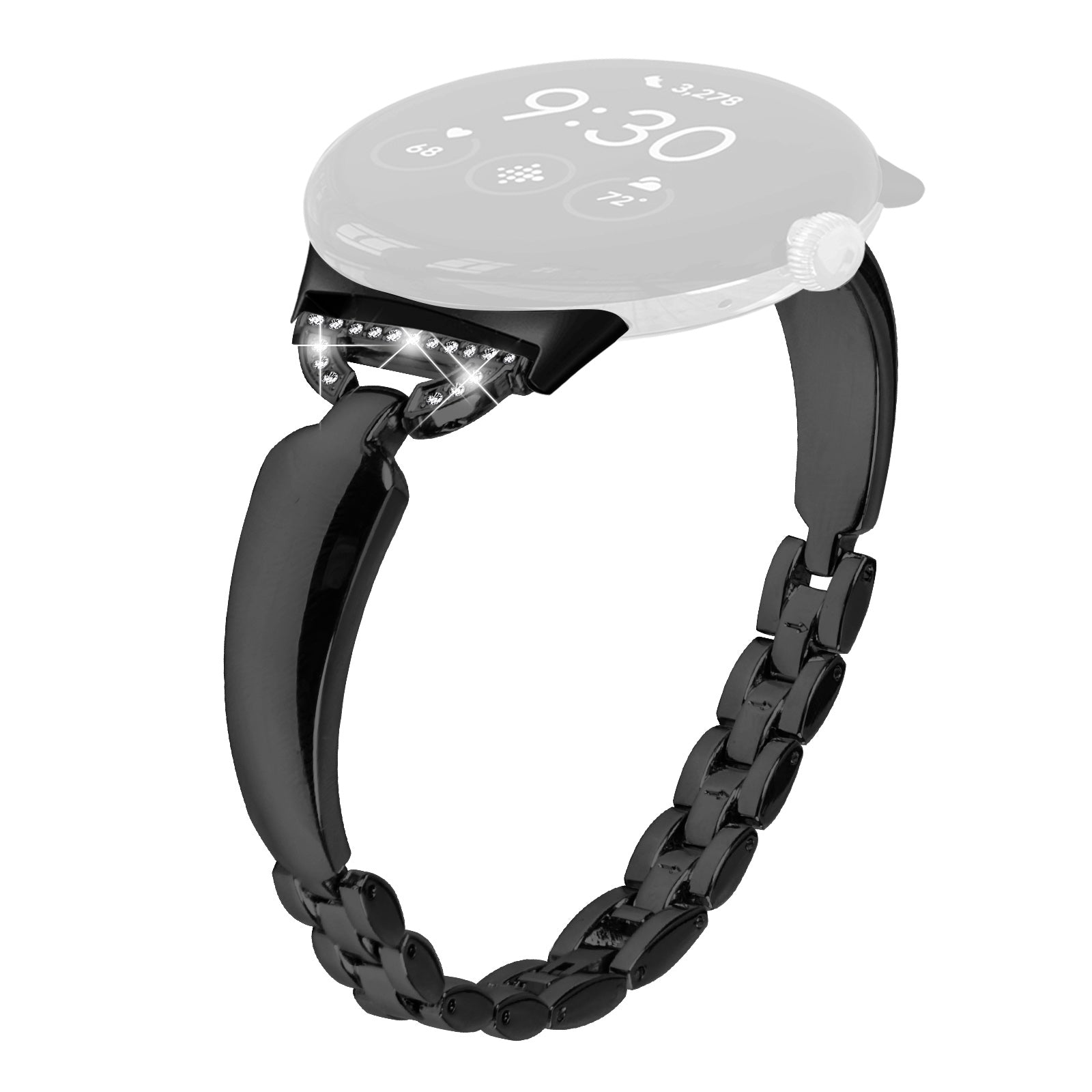 For Google Pixel Watch 2 Pixel Watch Bling Band D-shaped Rhinestone Decor Copper Metal Bracelet Watch Strap