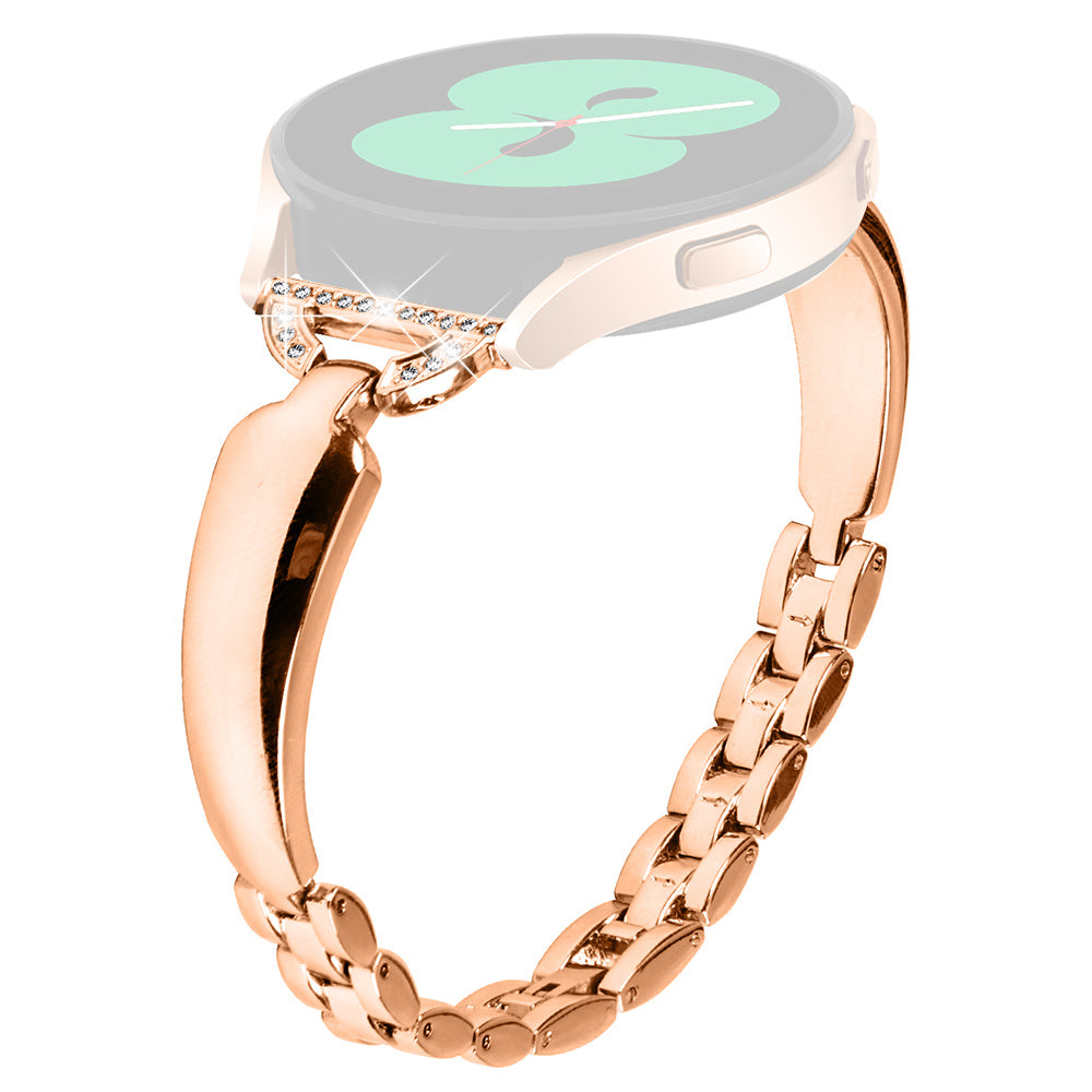 20mm Metal Watch Band for Samsung Galaxy Watch Active Active2 40mm 44mm Rhinestone Decor Bracelet Copper Wristband