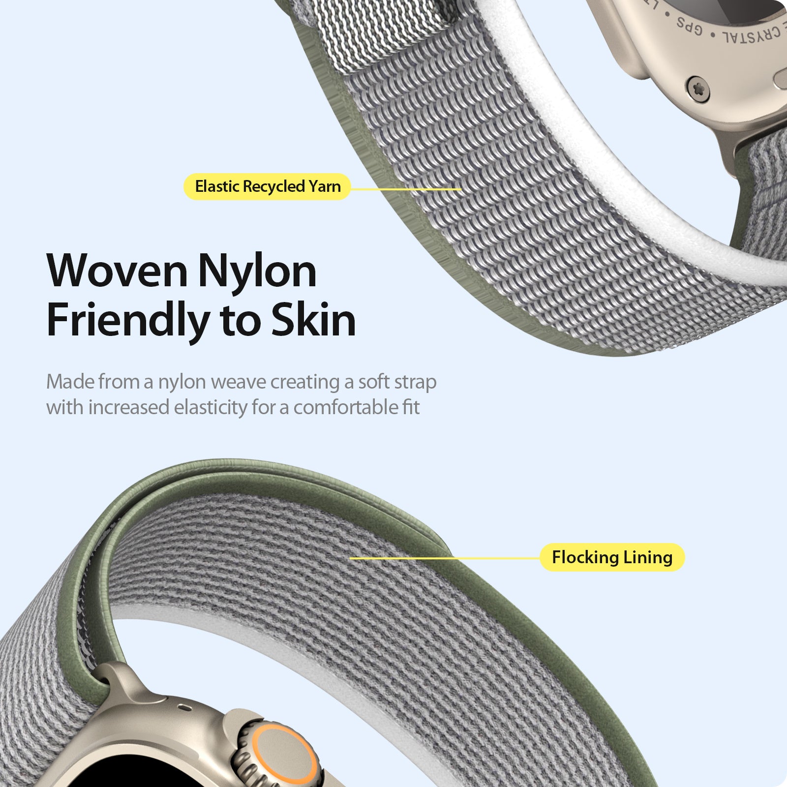 DUX DUCIS YJ Series Wristband for Apple Watch Series 9 8 7 41mm 6 5 4 SE (2022) SE (2023) SE 40mm 3 2 1 38mm Stretchy Nylon Loop Watch Strap