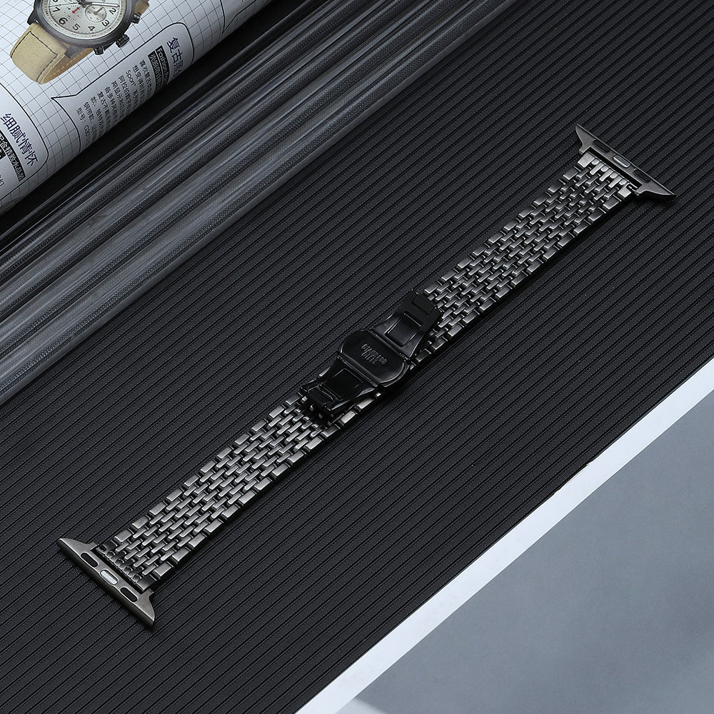 For Apple Watch Ultra 2 49mm Series 9 45mm SE (2023) 44mm Ultra 49mm 8 7 45mm 6 5 4 SE (2022) SE 44mm 3 2 1 42mm Stylish Wrist Strap Stainless Steel Watch Band