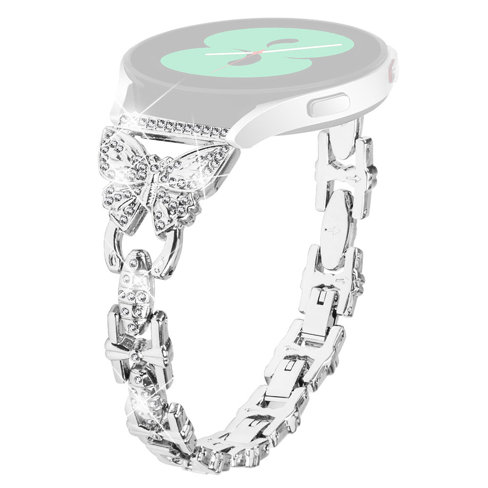 Watch Band for Samsung Galaxy Watch4 40mm 44mm Watch4 Classic 42mm 46mm Watch 5 40mm 44mm Stainless Steel 20mm Strap with Rhinestone Decor