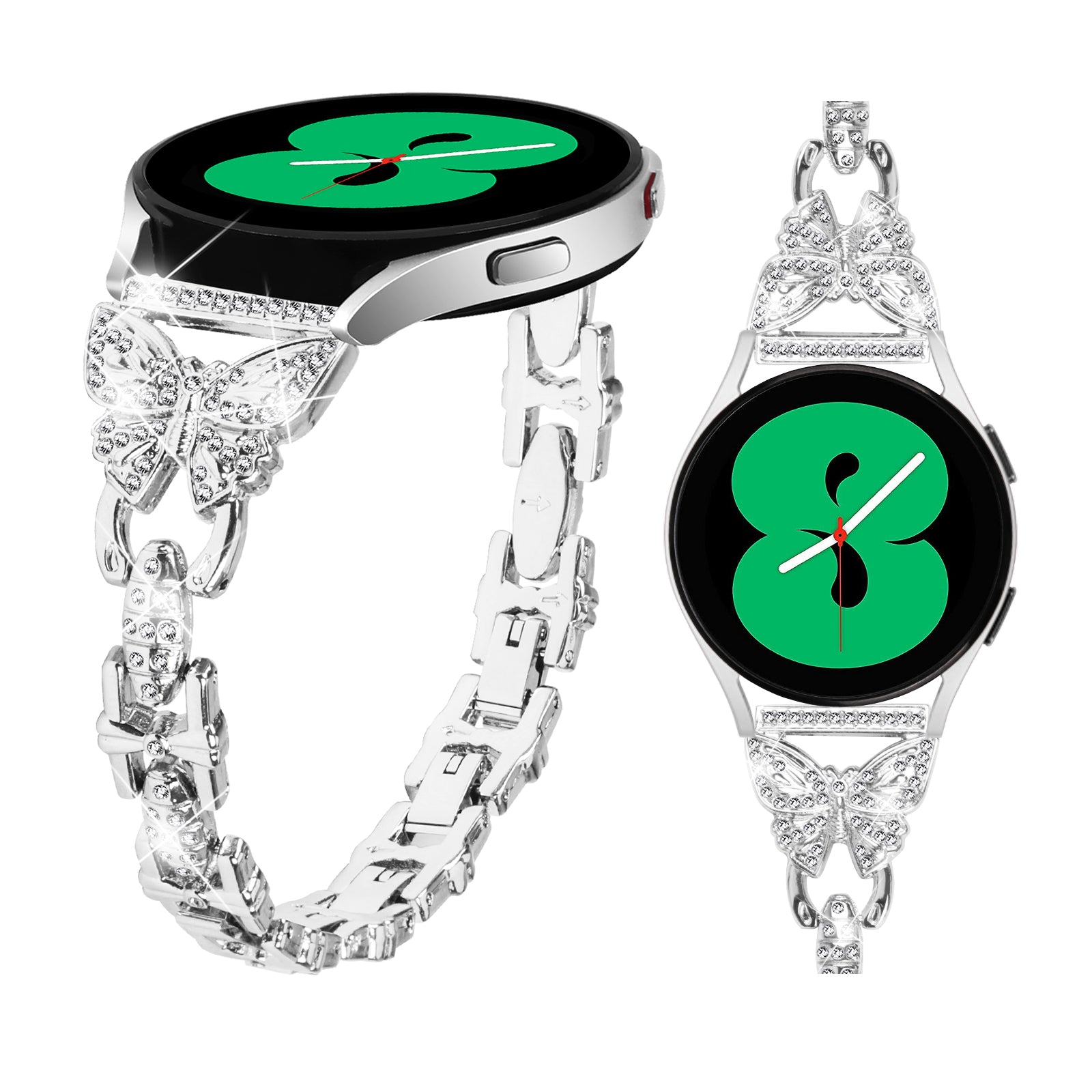 Watch Band for Samsung Galaxy Watch4 40mm 44mm Watch4 Classic 42mm 46mm Watch 5 40mm 44mm Stainless Steel 20mm Strap with Rhinestone Decor
